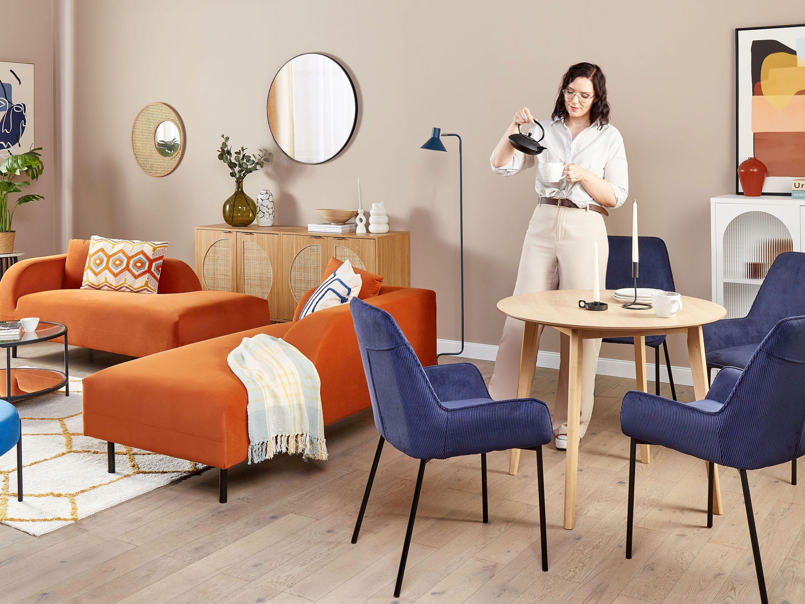 Beliani Esszimmerstuhl 2er Set aus Cord Glamourös LOVERNA