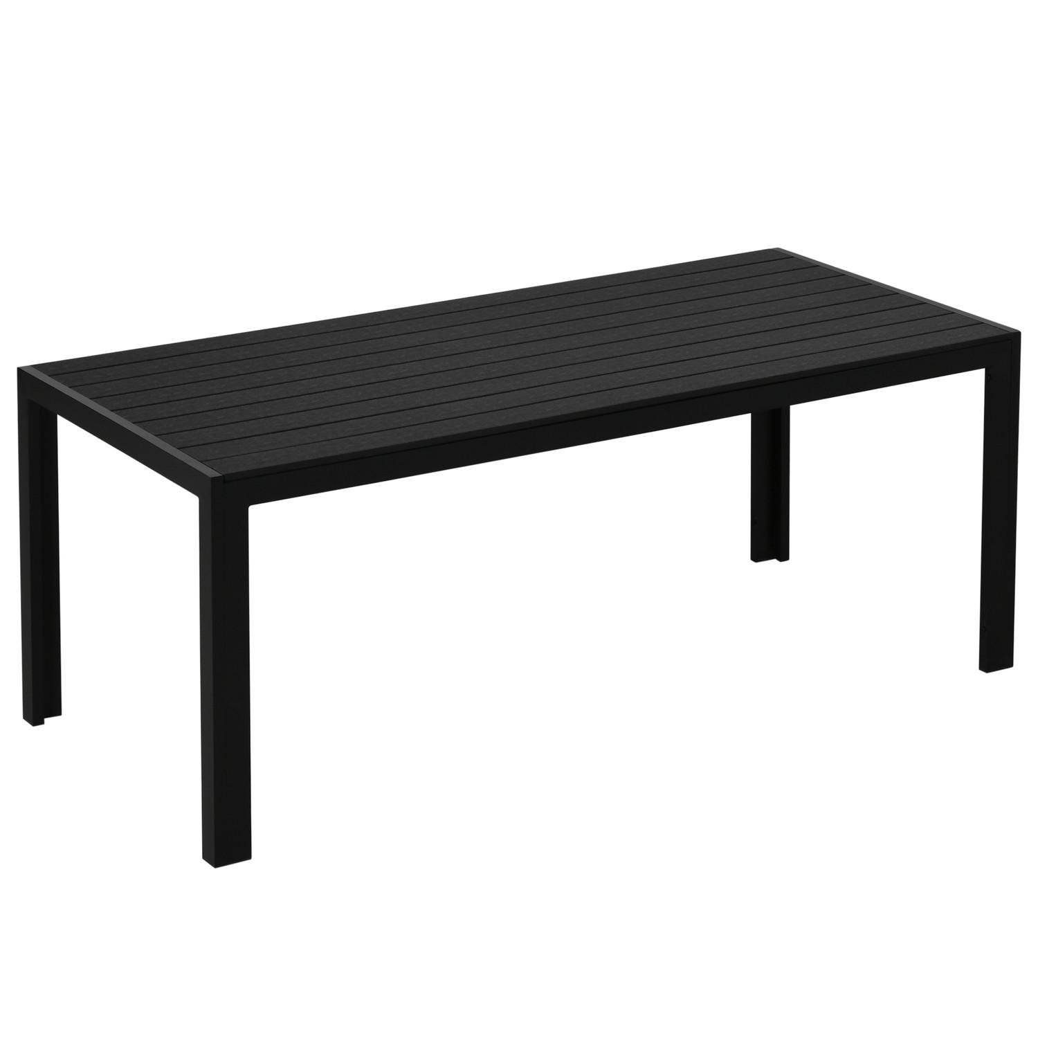 Northio Gartentisch Aluminium Tisch Garten Terrasse Holz-Kunststoff Polyholz Schwarz