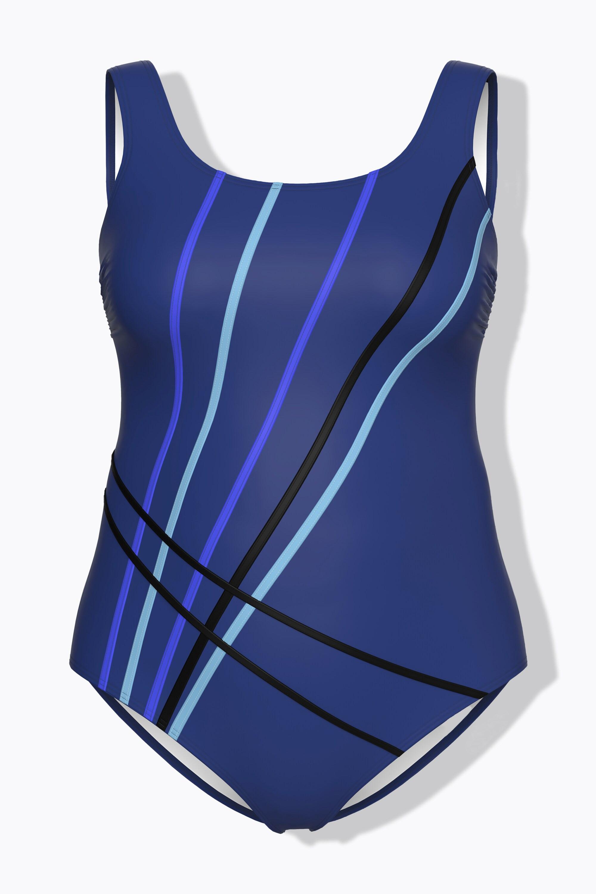 Ulla Popken Badeanzug, fabige Paspeln, ohne Softcups