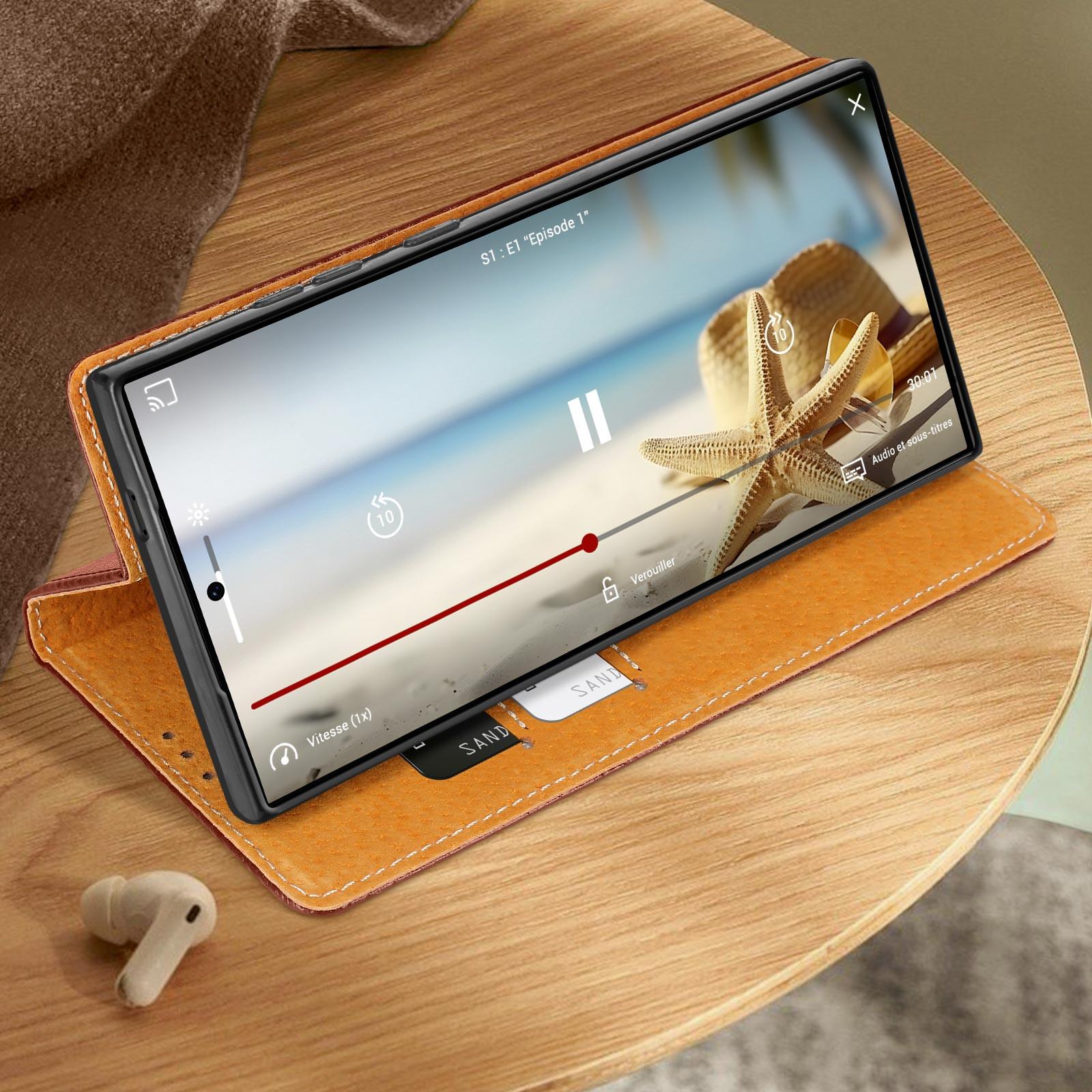 Avizar Lederhülle Samsung S24 Ultra Braun