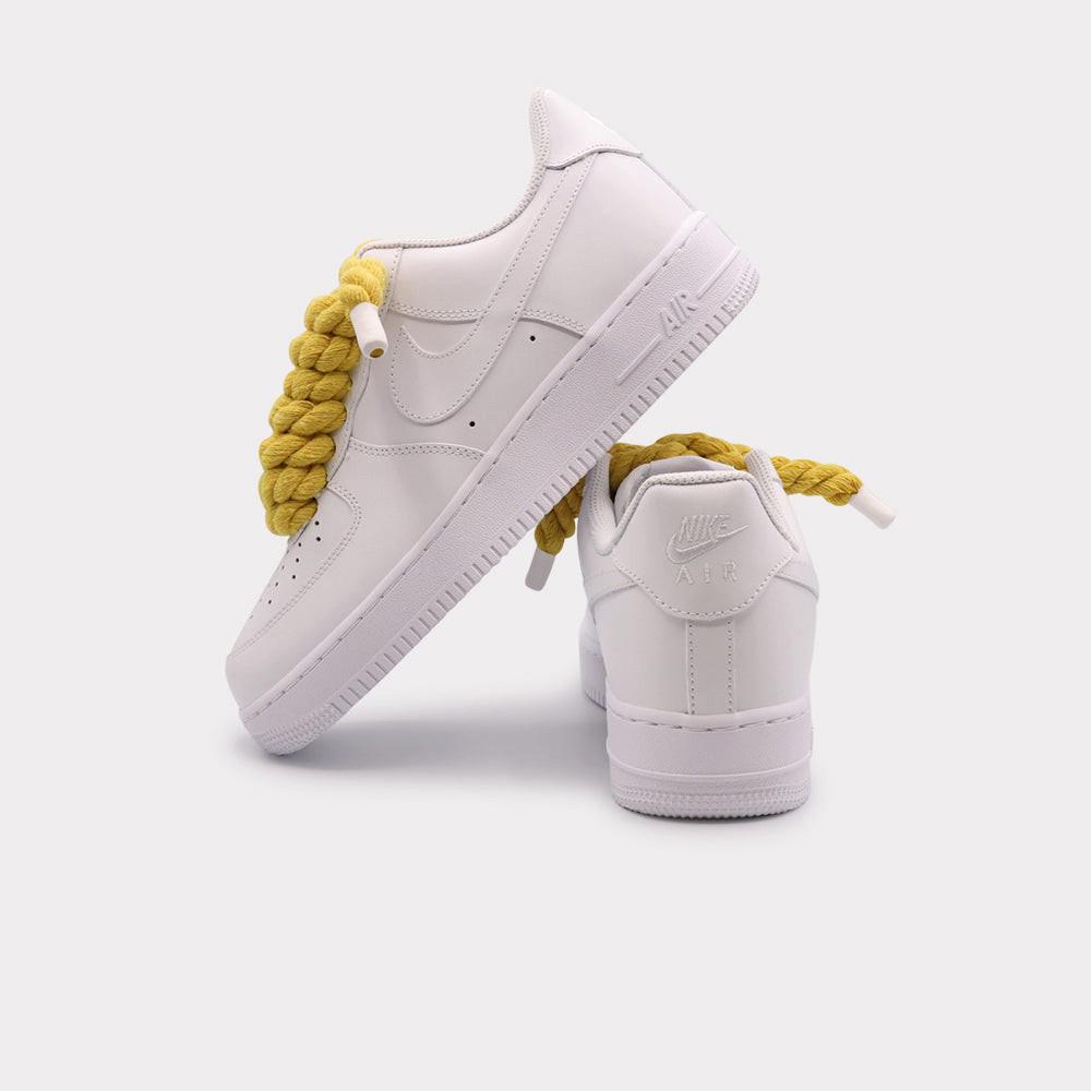 NIKE Air Force 1 White - Rope Lace Yellow