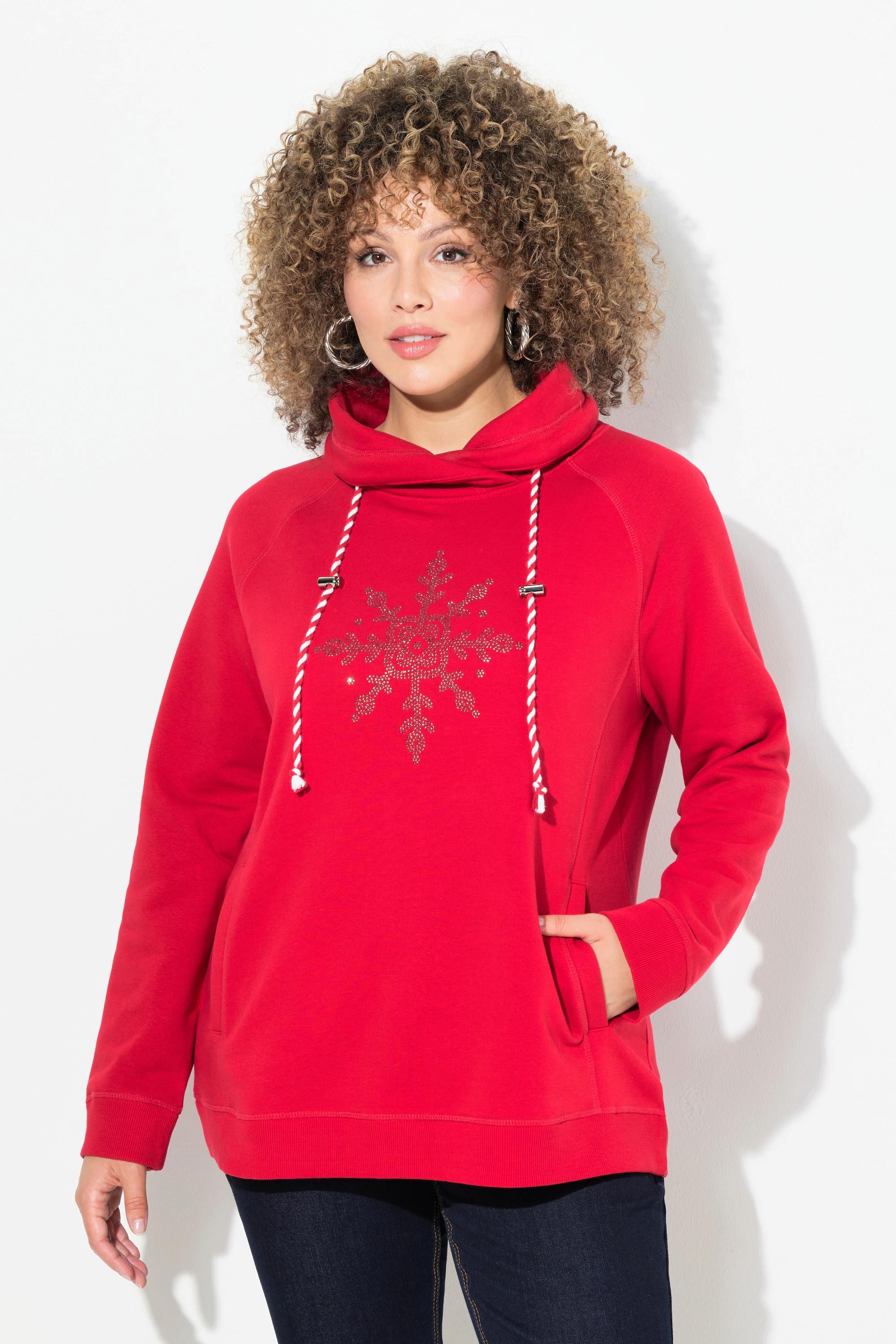 Ulla Popken Sweatshirt, Eisstern, Stehkragen, Taschen, Langarm