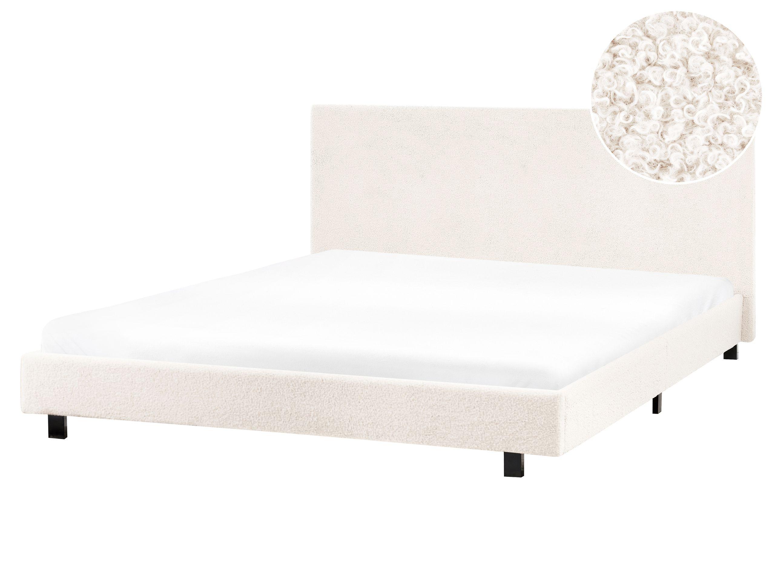 Beliani Bett mit Lattenrost aus Bouclé Landhausstil ALBI