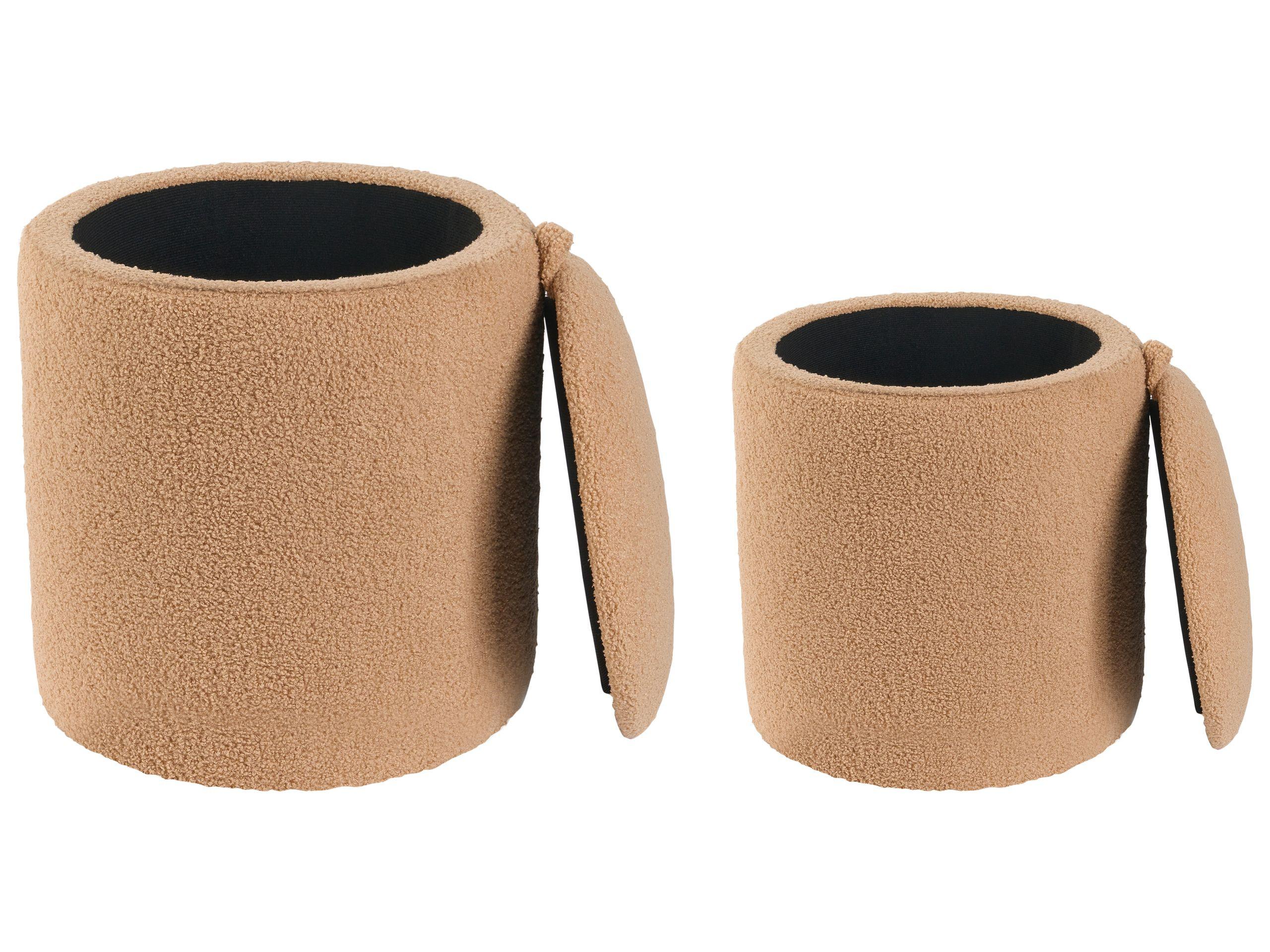 Beliani Pouf mit Stauraum 2er Set aus Bouclé Skandinavisch BEREA