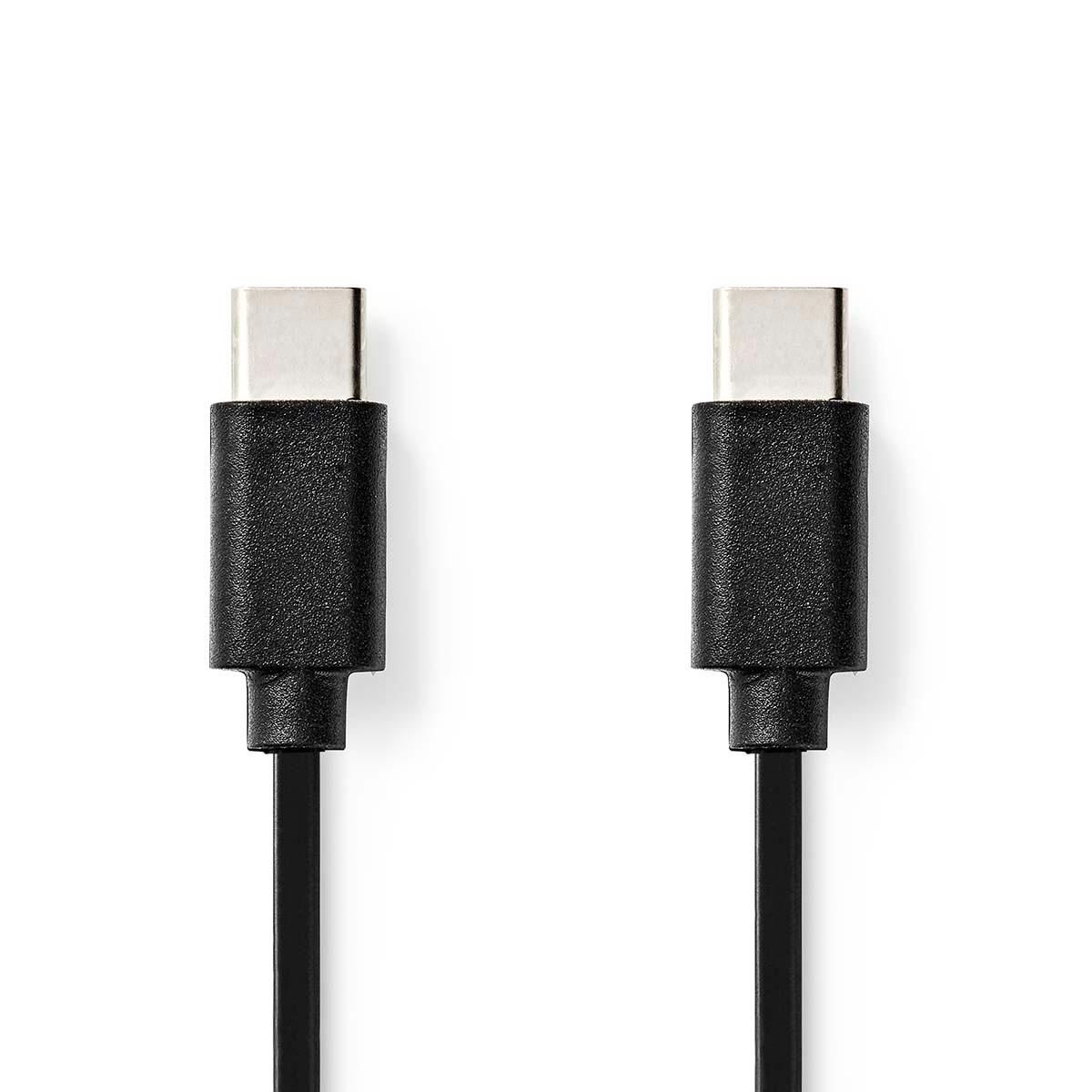 Nedis USB-Kabel | USB 2.0 | USB-C™ Stecker | USB-C™ Stecker | 60 W | 480 Mbps | Vernickelt | 1,00 m | Rund | PVC | Schwarz | Etikett