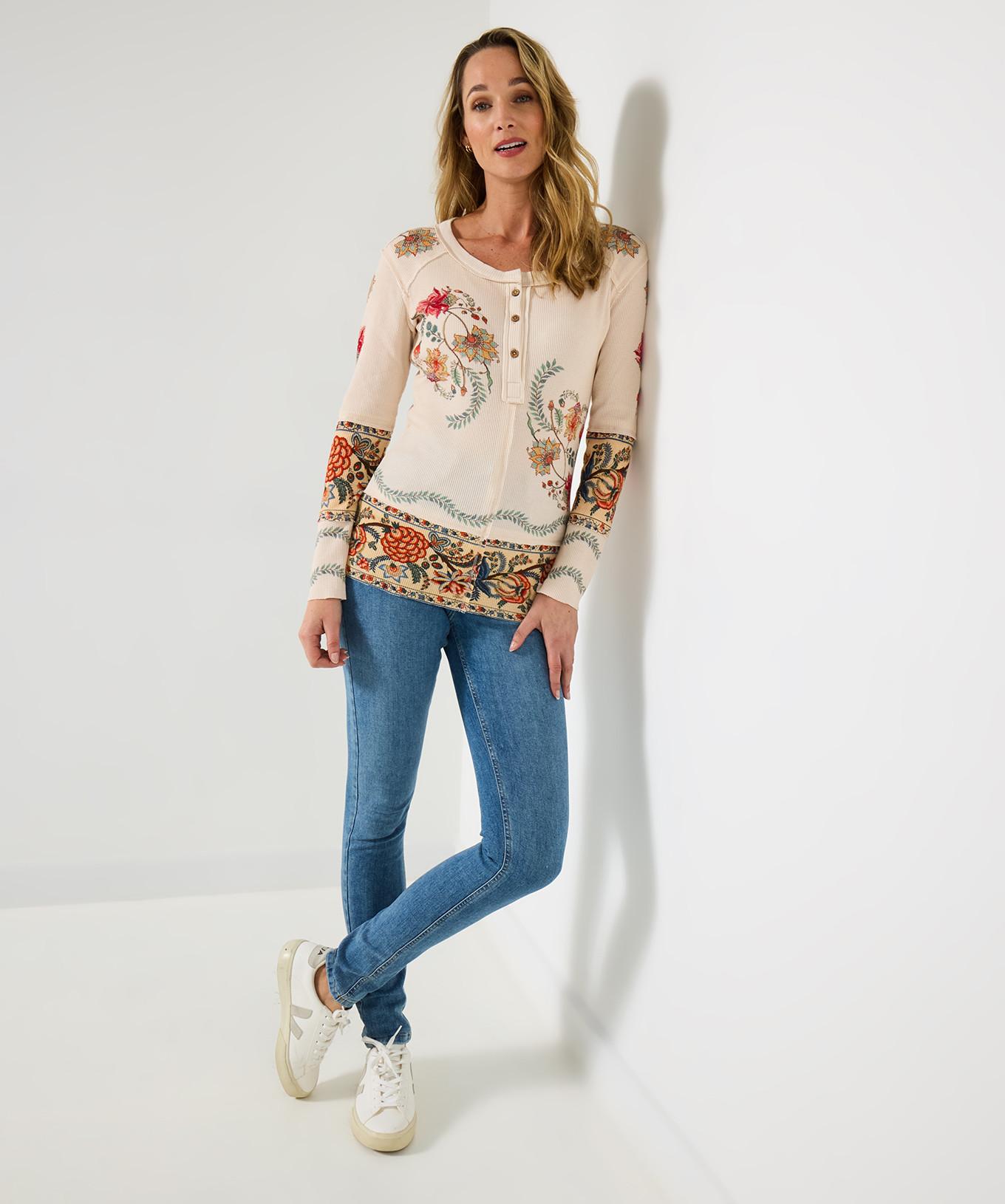 Joe Browns Bemerkenswertes Henley-Shirt mit Patchwork-Druck