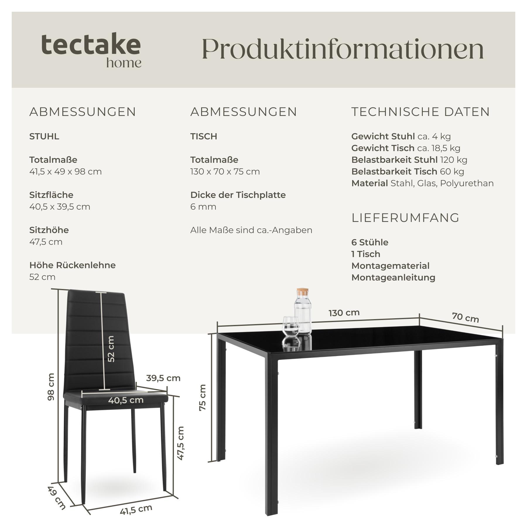Tectake Essgruppe Brandenburg 6+1