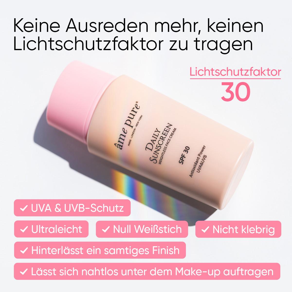 âme pure Daily Sunscreen | Sonnencreme SPF 30 - Anti- Aging UVA/ UVB Sonnenschutz für Gesicht