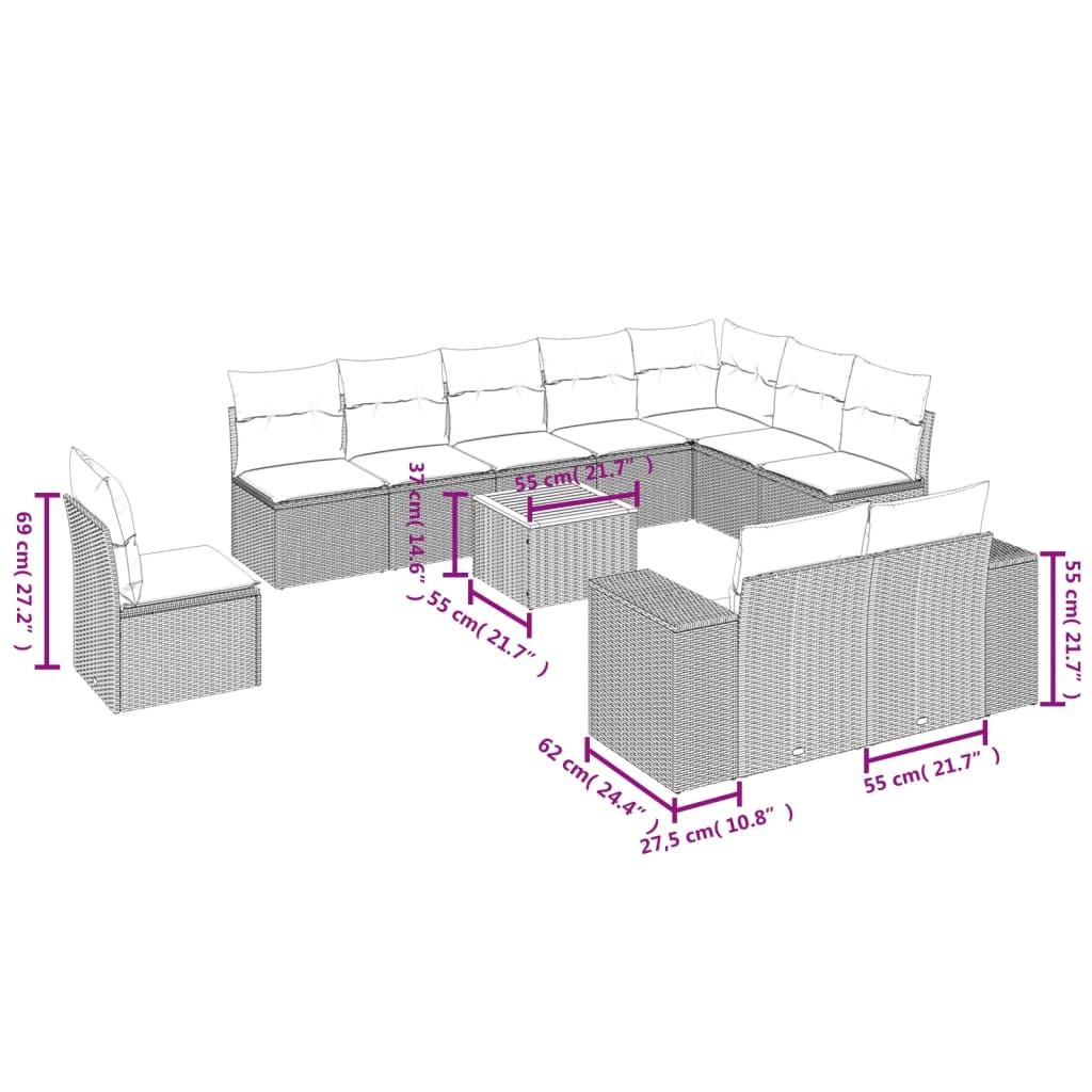 VidaXL Garten sofagarnitur poly-rattan