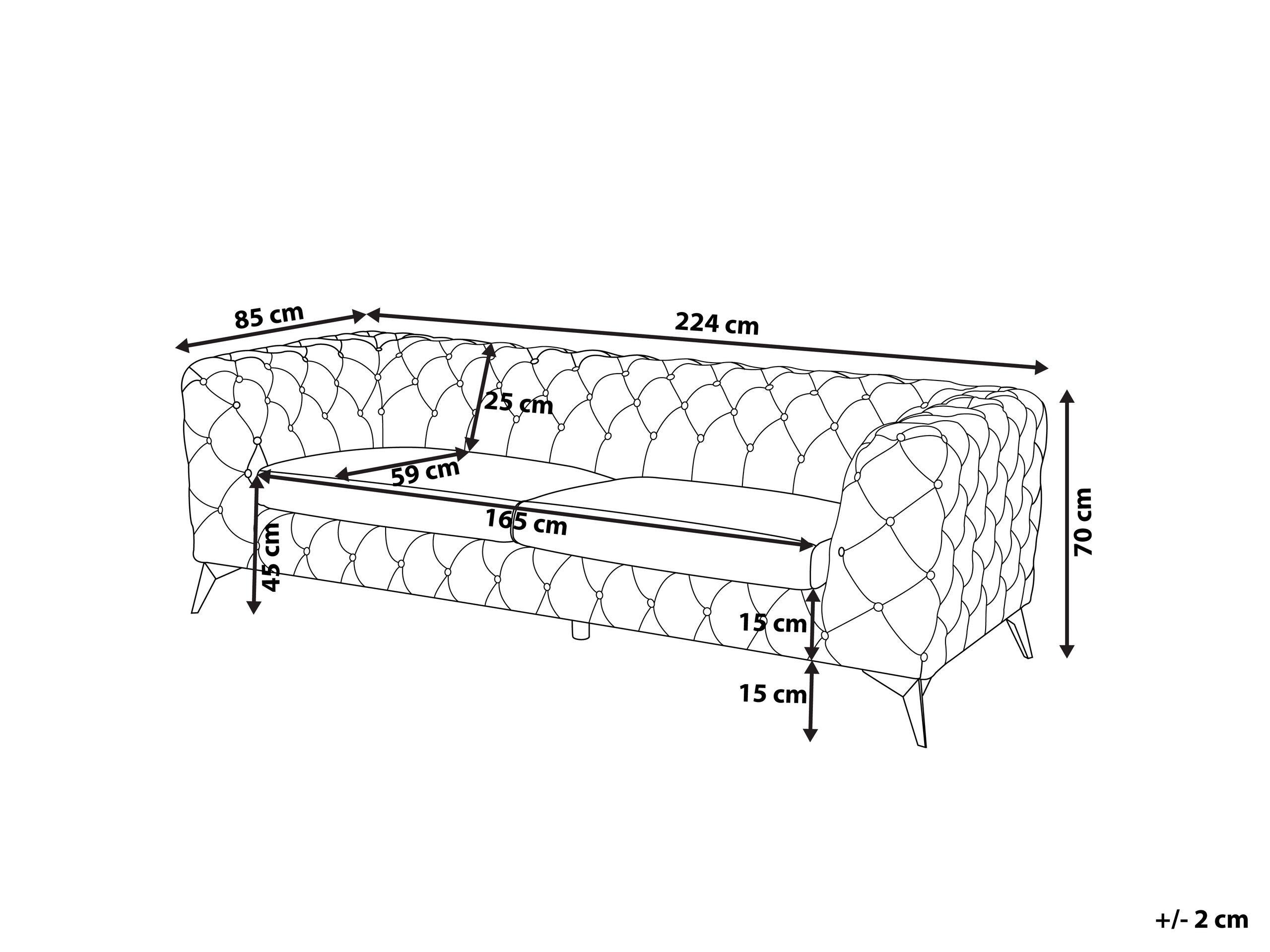 Beliani 3 Sitzer Sofa aus Samtstoff Glamourös SOTRA