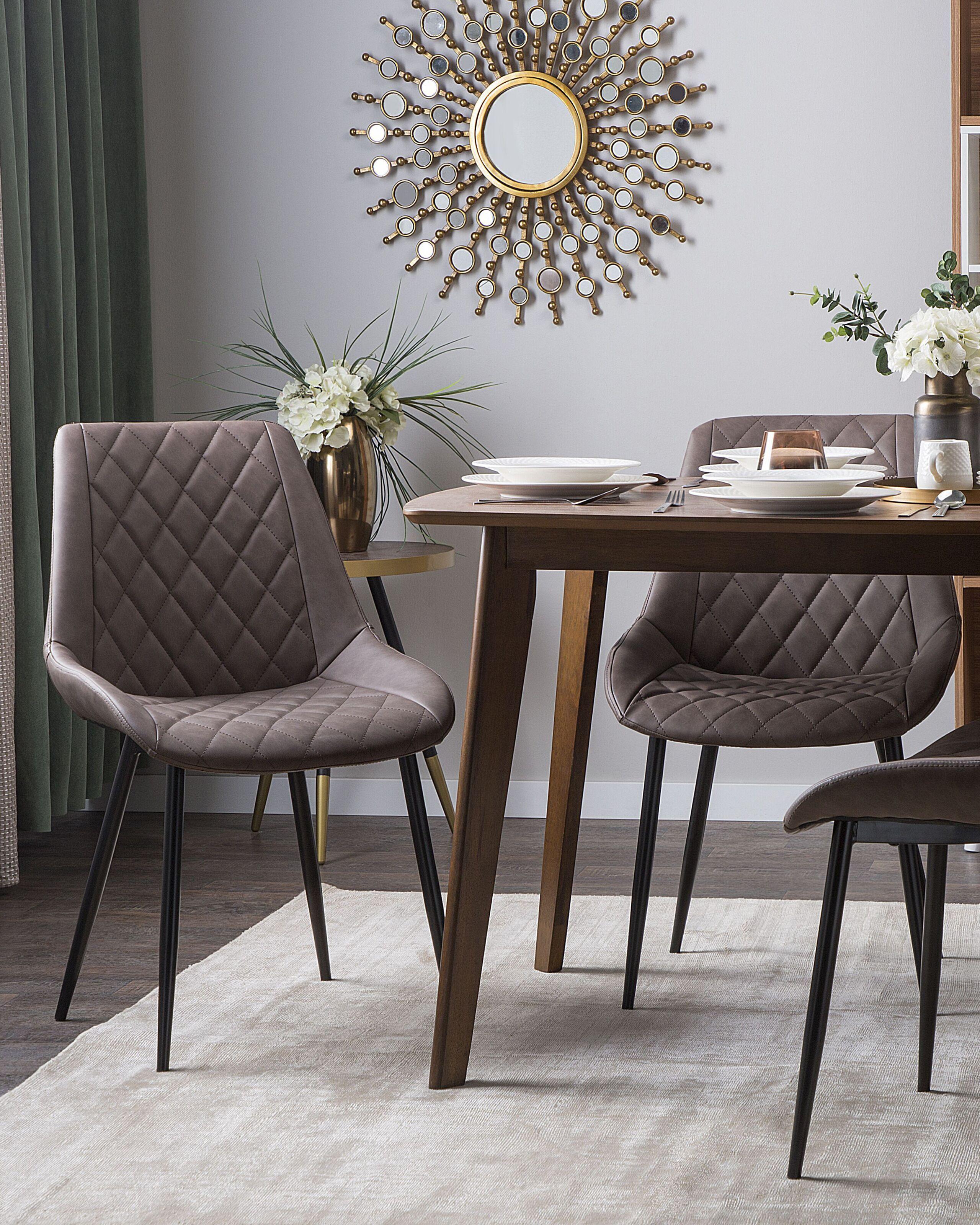 Beliani Esszimmerstuhl 2er Set aus Kunstleder Glamourös MARIBEL