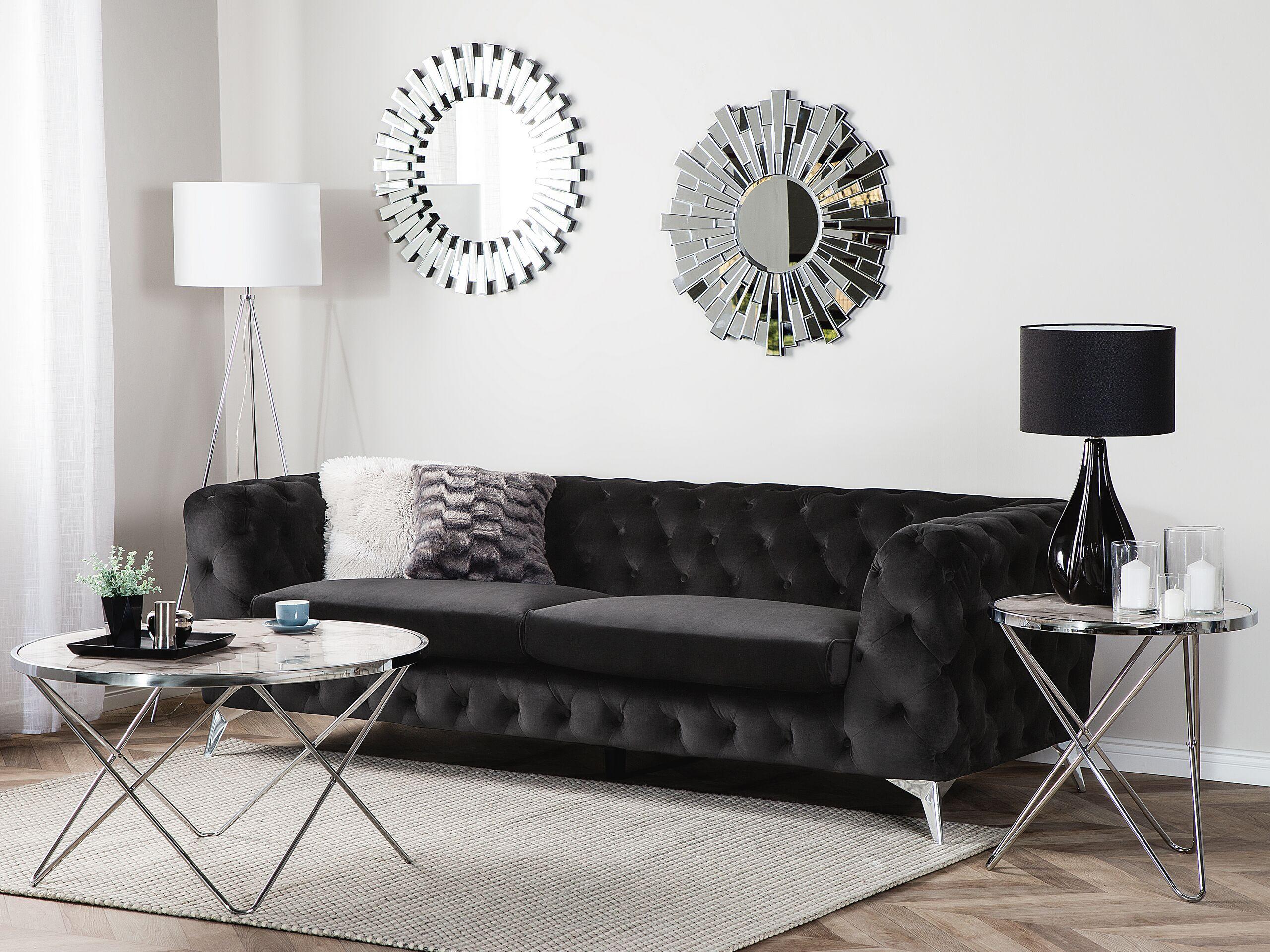 Beliani 3 Sitzer Sofa aus Samtstoff Glamourös SOTRA
