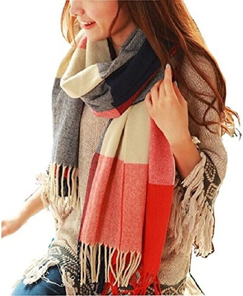 Only-bags.store Winterschal kariert, quadratischer Schal mit Fransen, Poncho