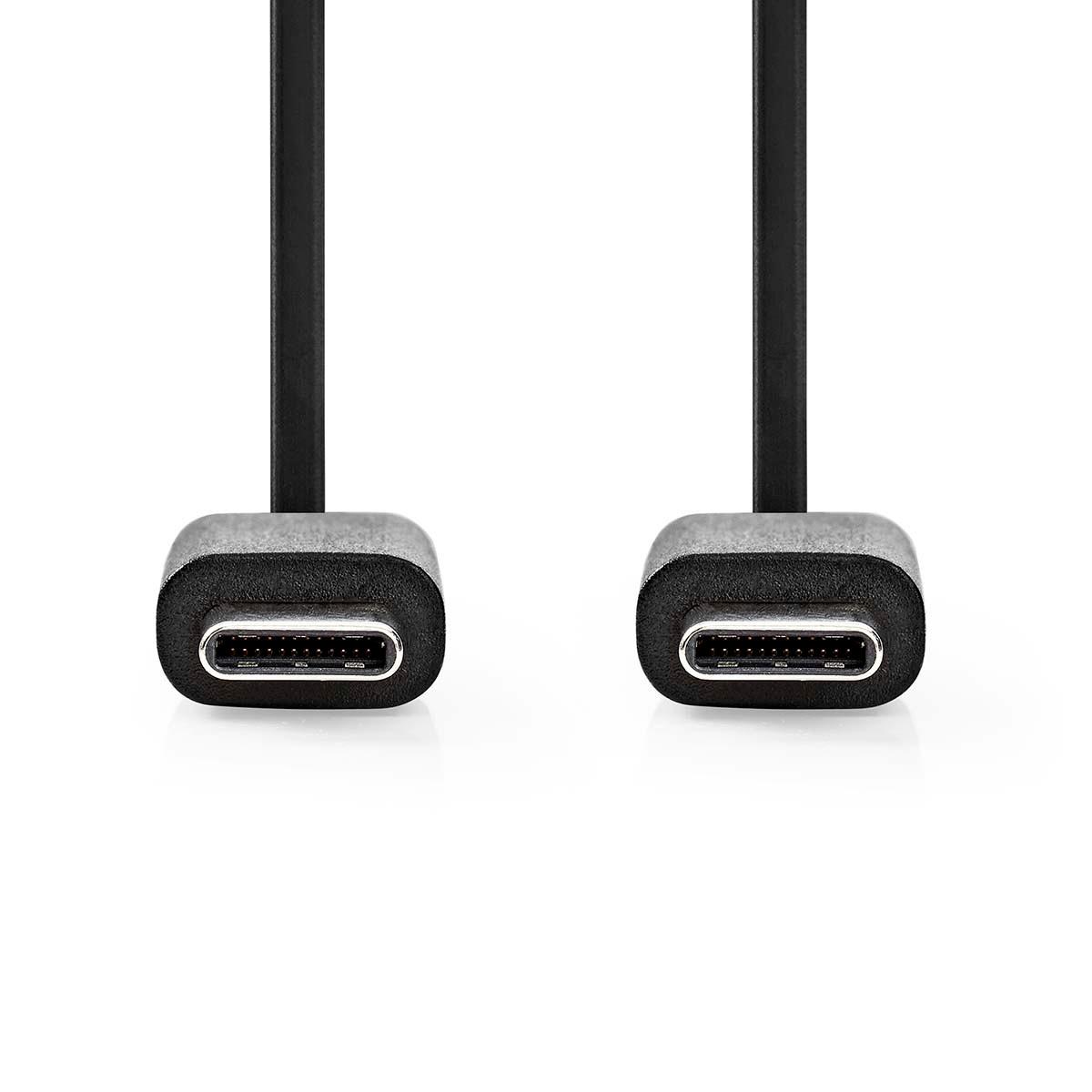 Nedis USB-Kabel | USB 2.0 | USB-C™ Stecker | USB-C™ Stecker | 60 W | 480 Mbps | Vernickelt | 1,00 m | Rund | PVC | Schwarz | Box