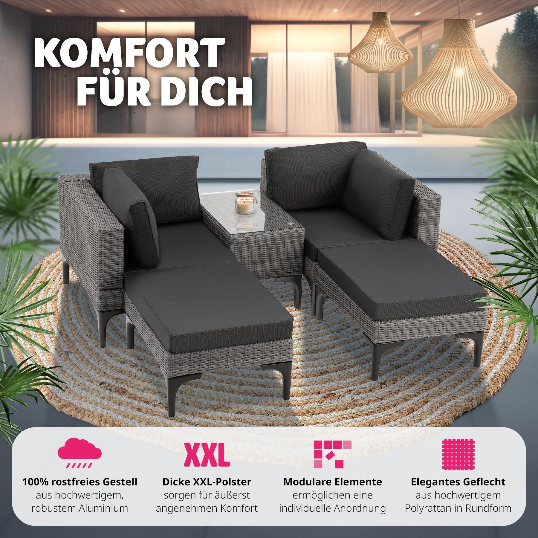 Tectake Rattan Lounge mit Aluminiumgestell Bellaria