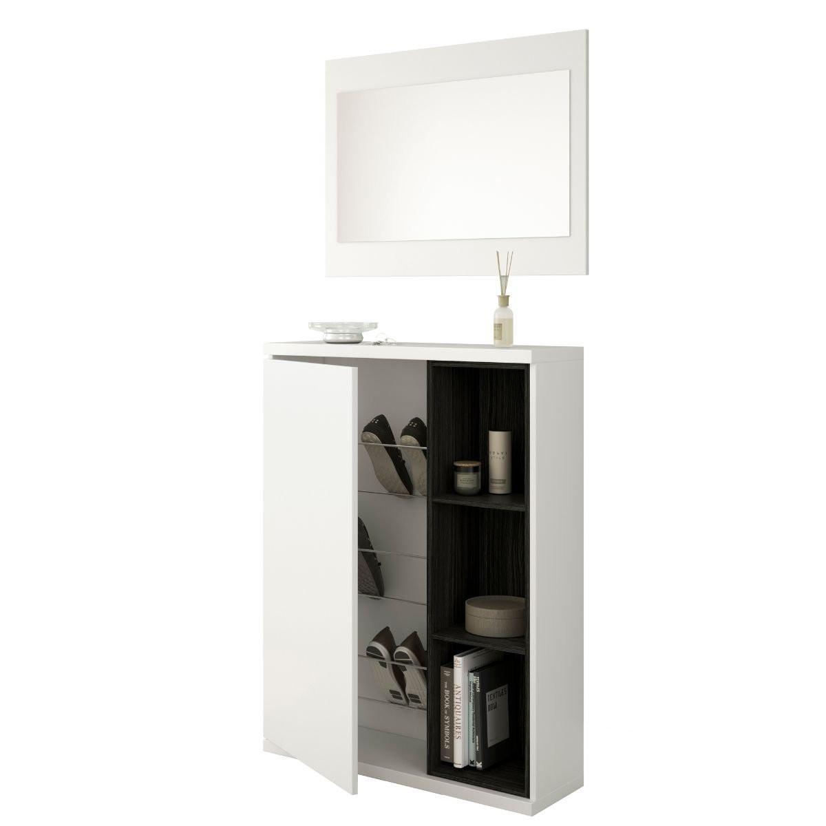 Calicosy Mueble recibidor Adhara 1 puerta con zapatero y espejo - L108 cm