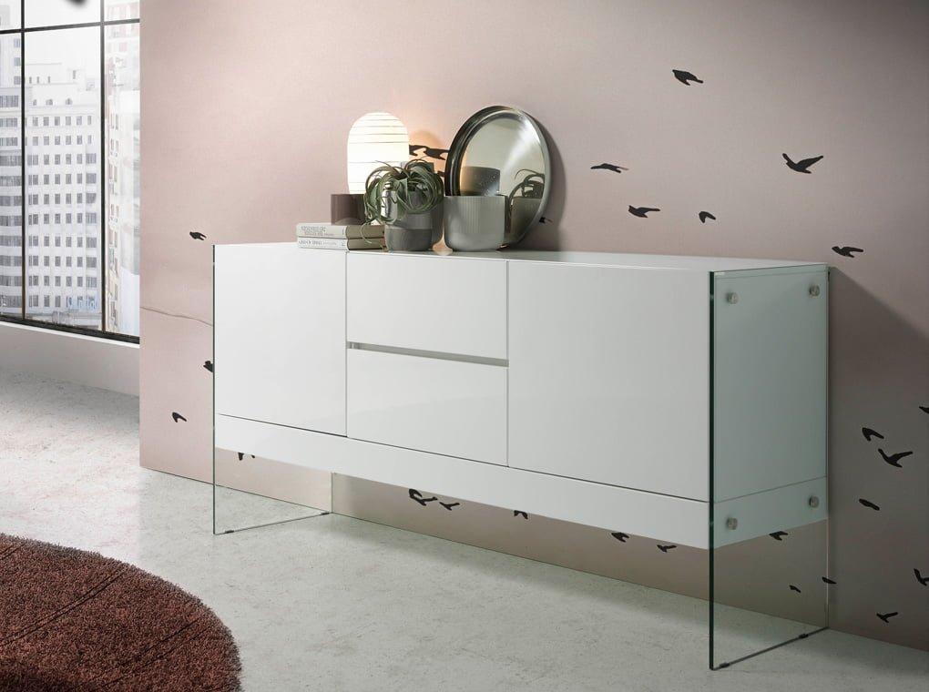 ANGEL CERDA Weißes Sideboard mit Glasseiten