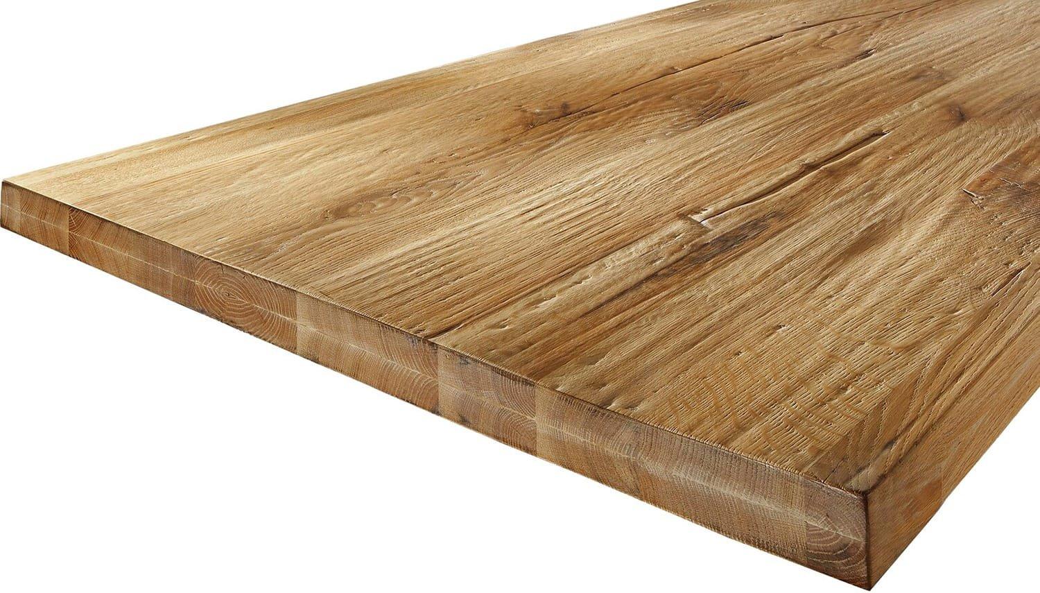 mutoni Massivholztisch 200x100 - Akazie natur - Metall antik - mit Baumkante