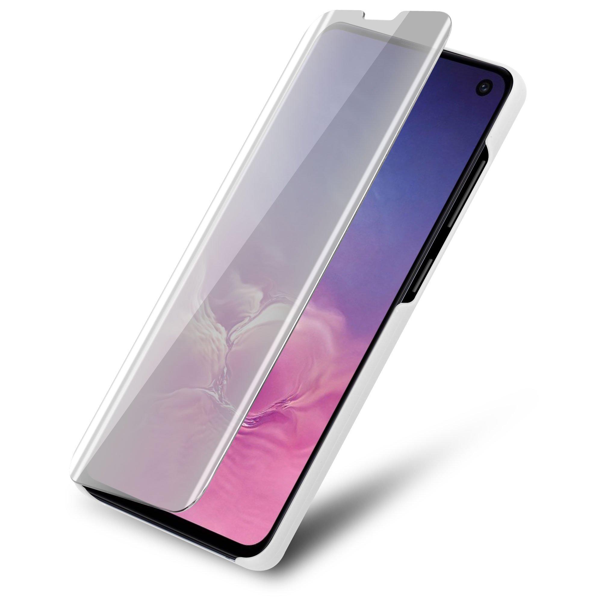 Cadorabo Hülle für Samsung Galaxy S10e in ACHAT SILBER - Clear View Spiegel Schutzhülle mit Standfunktion 360 Grad Schutz