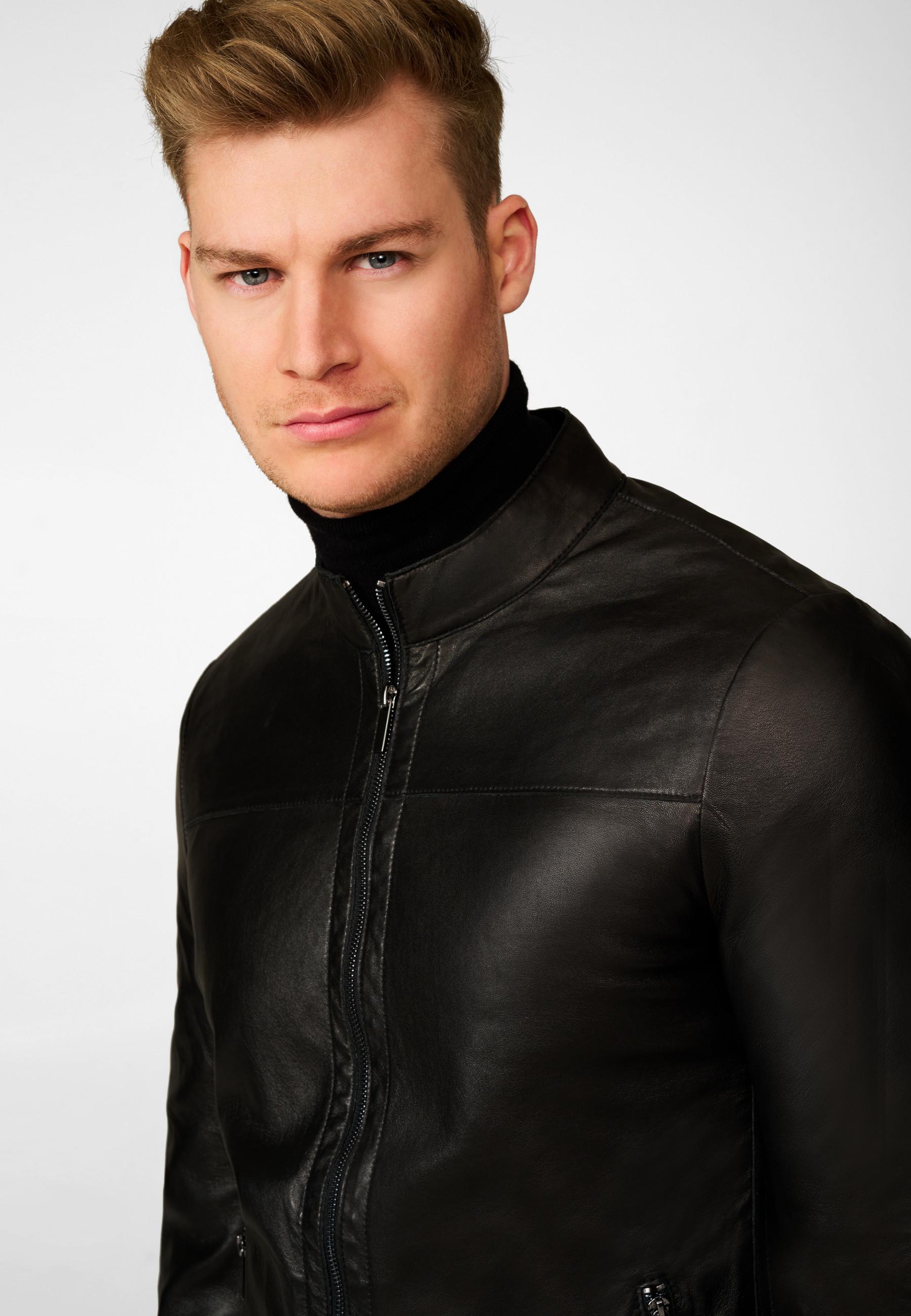 RICANO Tomaso Klassische Stehkragen Lederjacke