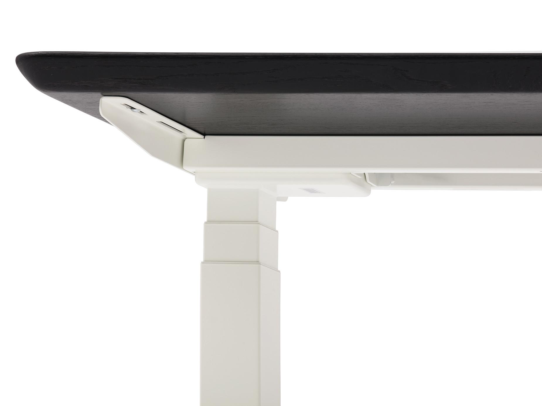 Oakywood Standing Desk Holztisch mit Höhenverstellung - aus Massivholz - Schwarz / 140x70 / Weiß