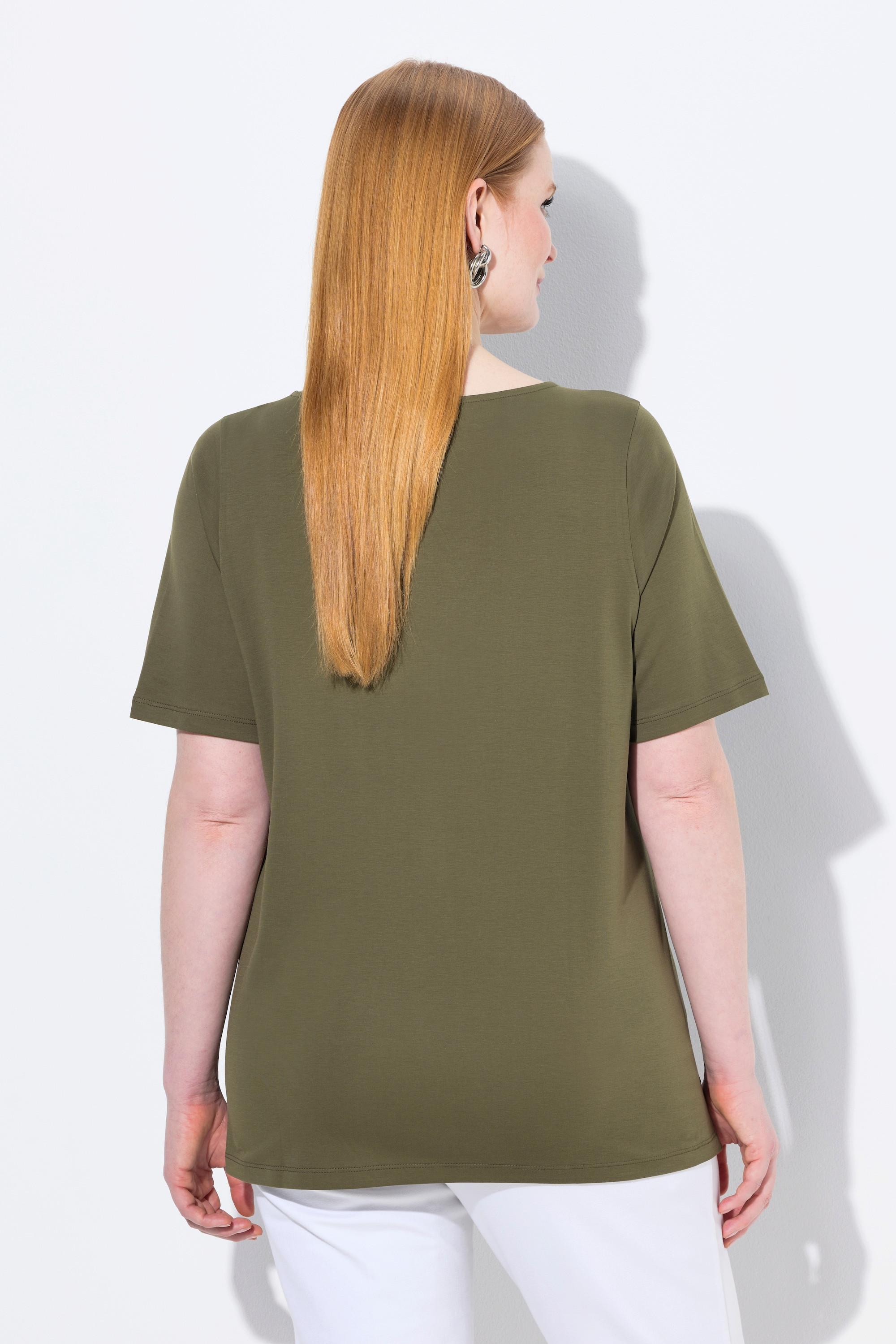 Ulla Popken Zitrone U-Boot-Ausschnitt Halbarm Pima Cotton T-Shirt