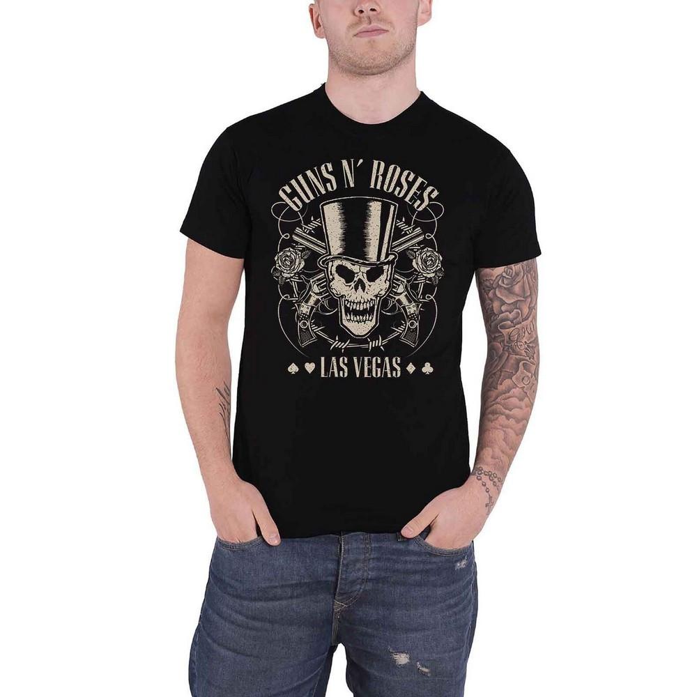 Guns N Roses Top Hat Skull & Pistols Las Vegas T-Shirt