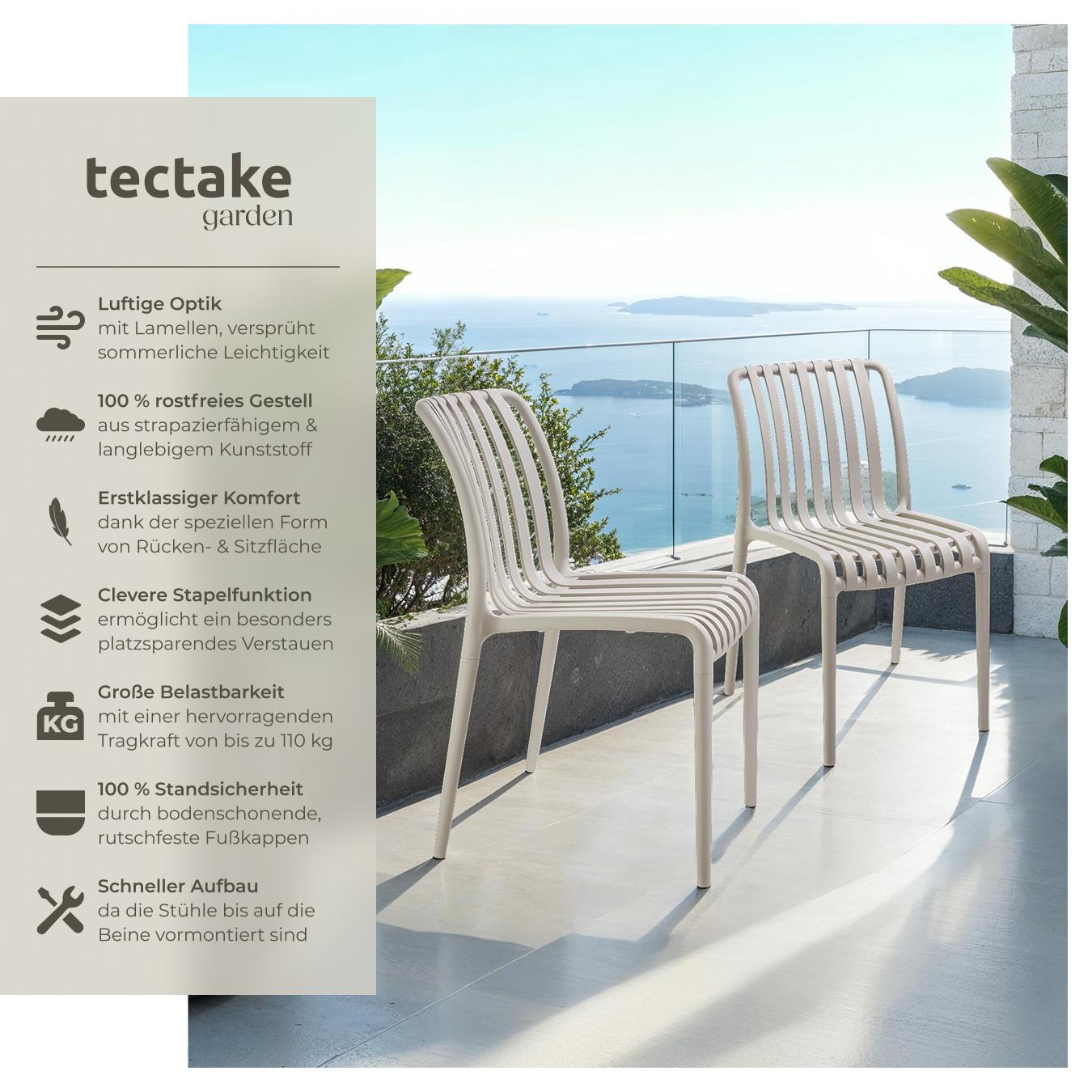 Tectake Gartenstühle wetterfest und UV-beständig platzsparend und stapelbar
