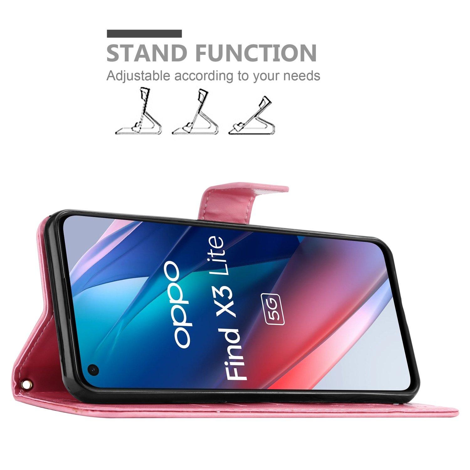 Cadorabo Hülle für Oppo FIND X3 LITE Blumen Design Magnetverschluss