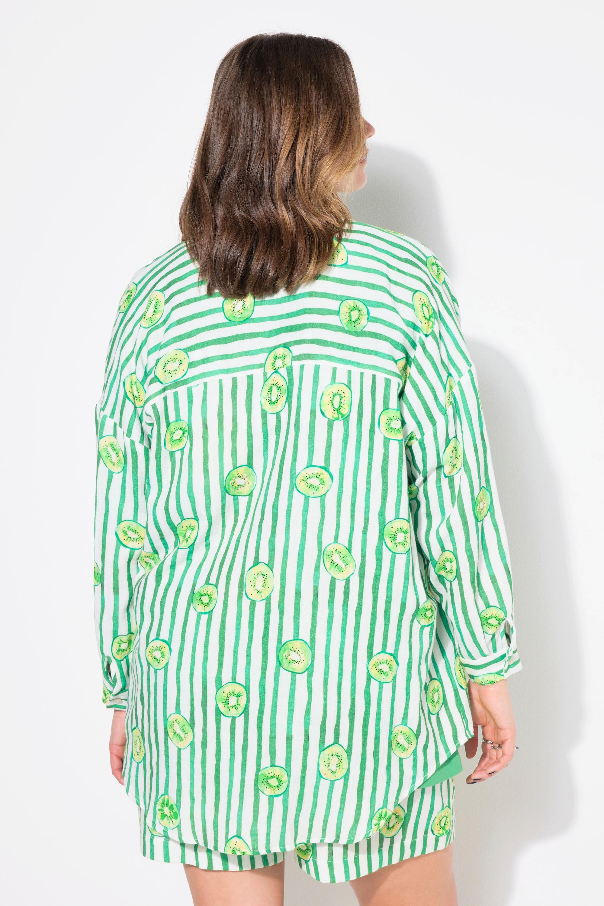 Studio Untold Streifenbluse Musselin, oversized, Fruitprint auf Streifen