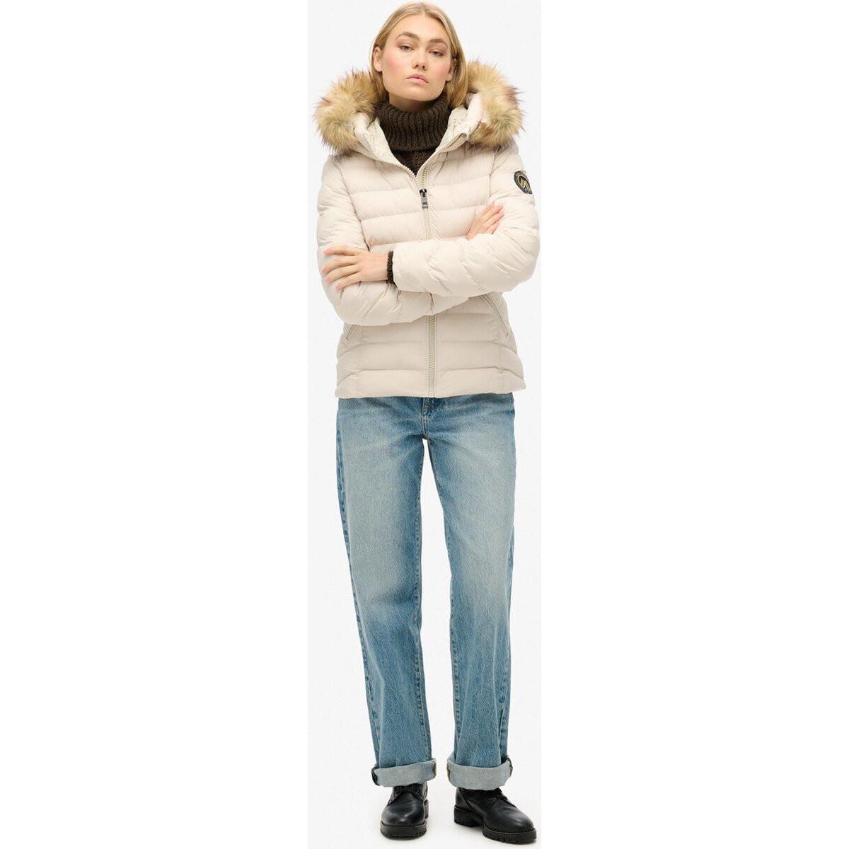 Superdry geposterte daunenjacke, damen fuji faux fur