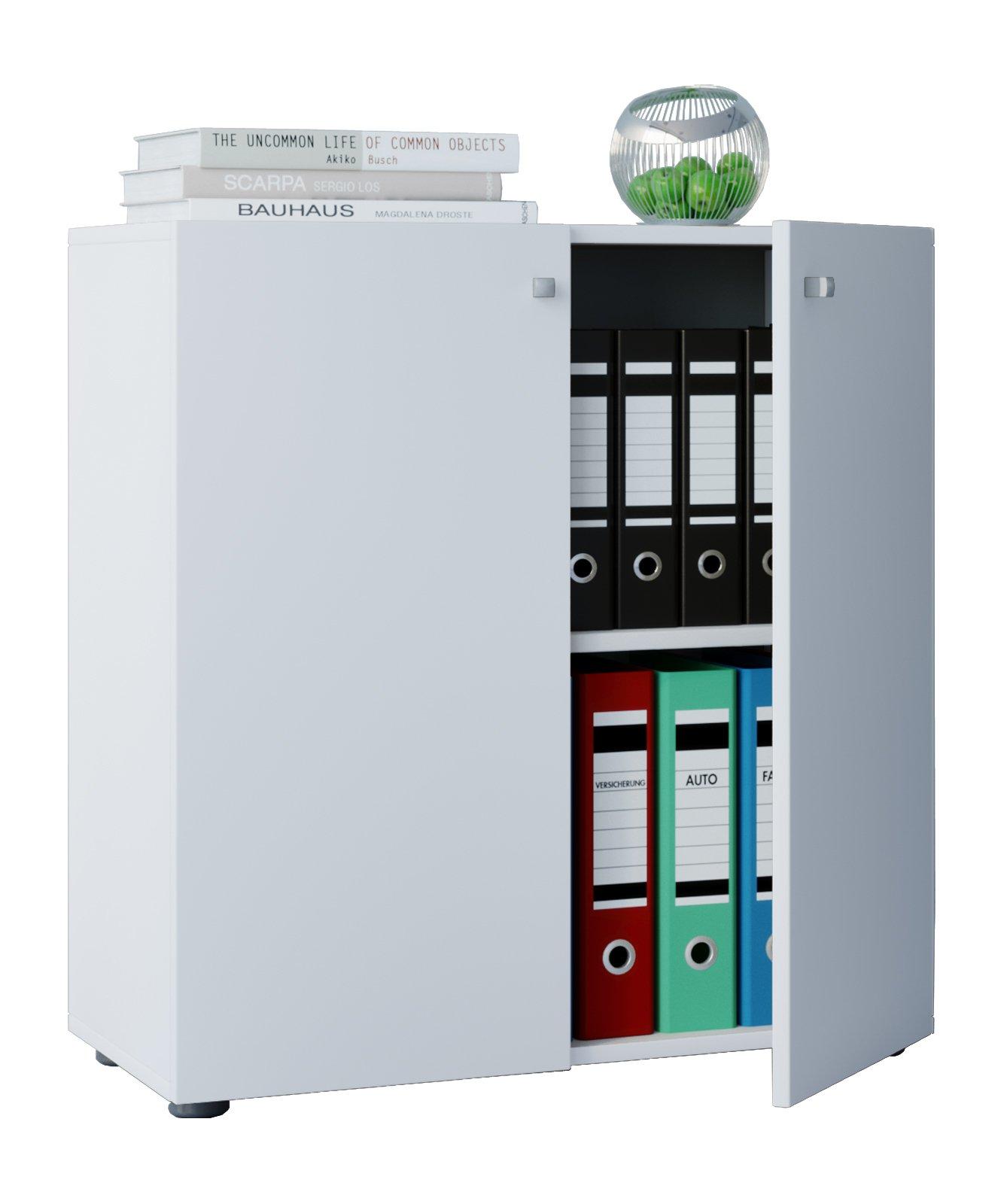 VCM Büroschrank mit 2 Fächern | moderner Aktenschrank mit Drehtüren | Maße ca. B. 70 x H. 74 x T. 40 cm - Lona 2-Fach