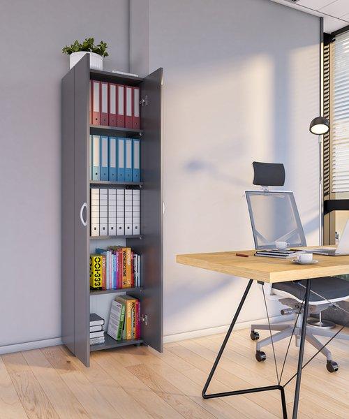 VCM Büroschrank mit 5 Fächern | moderner Aktenschrank mit Drehtüren | Maße ca. H. 178 x B. 49 x T. 34 cm – Ulas 5-Fach
