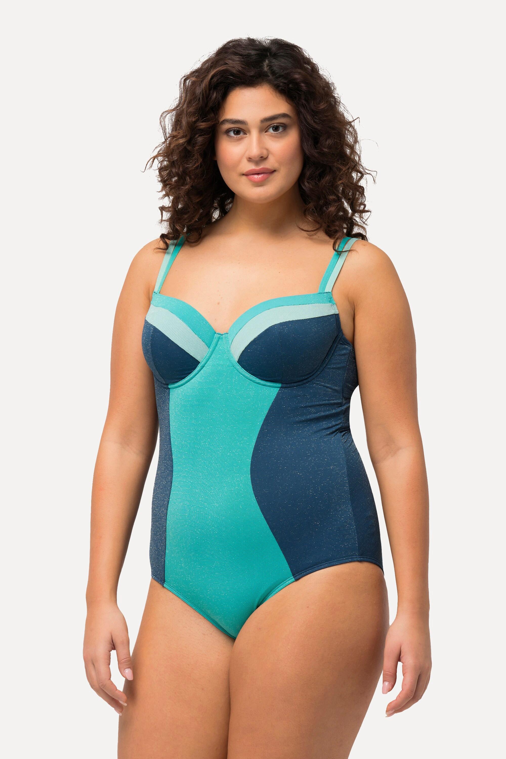 Ulla Popken Badeanzug, Glitter, Softcups, Bügel