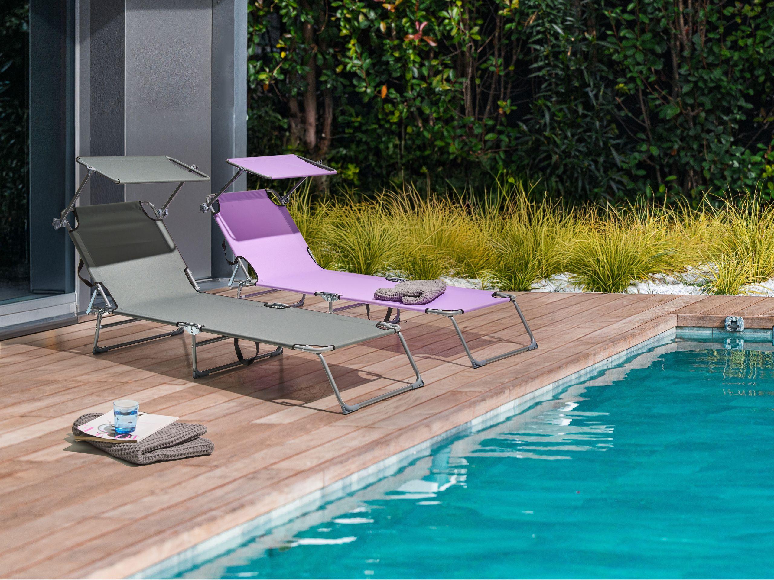 Beliani Sonnenliege aus Stahl Modern FOLIGNO