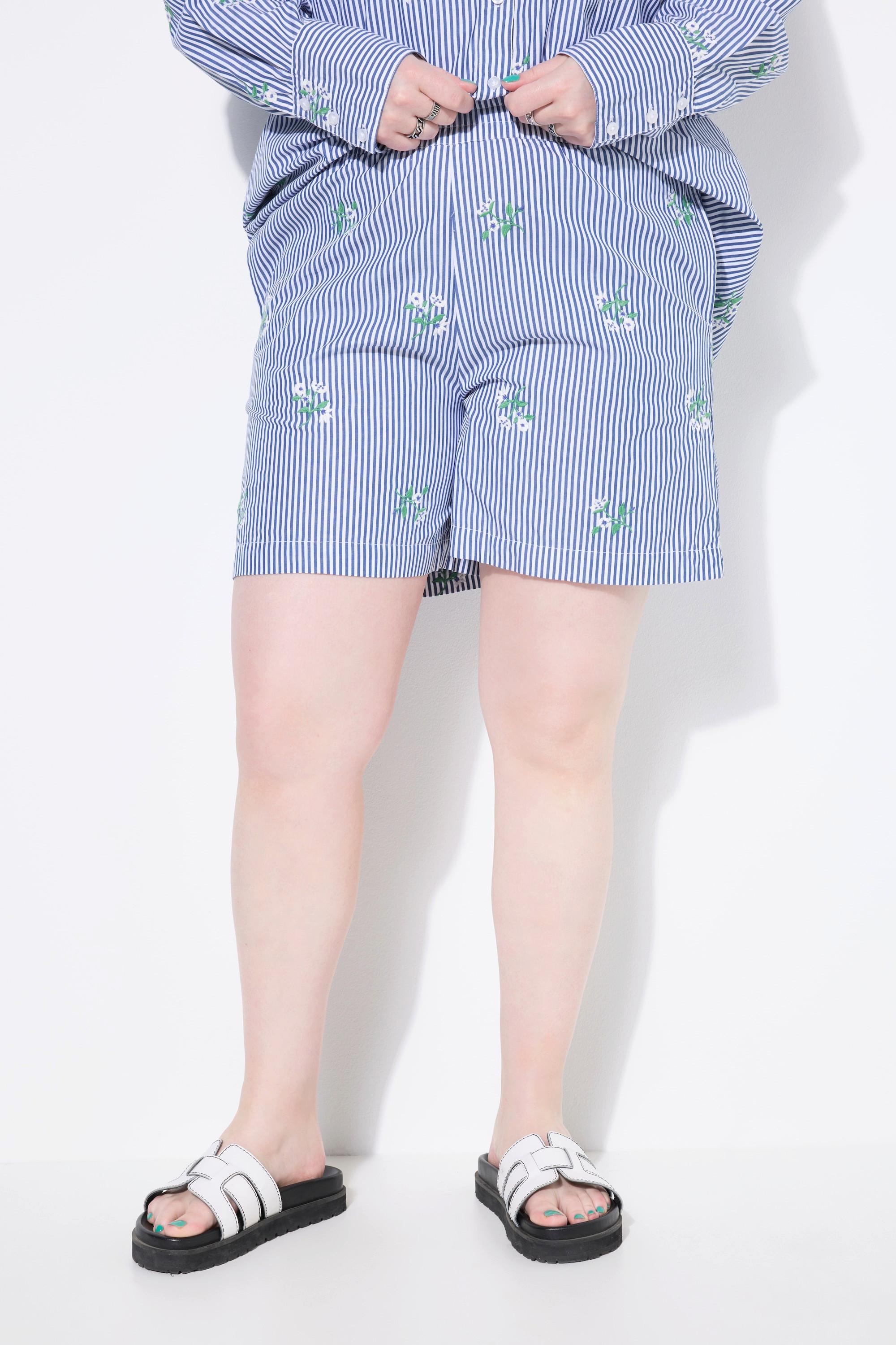 Studio Untold Shorts, Wide Legs, Streifen, Flower-Stickerei
