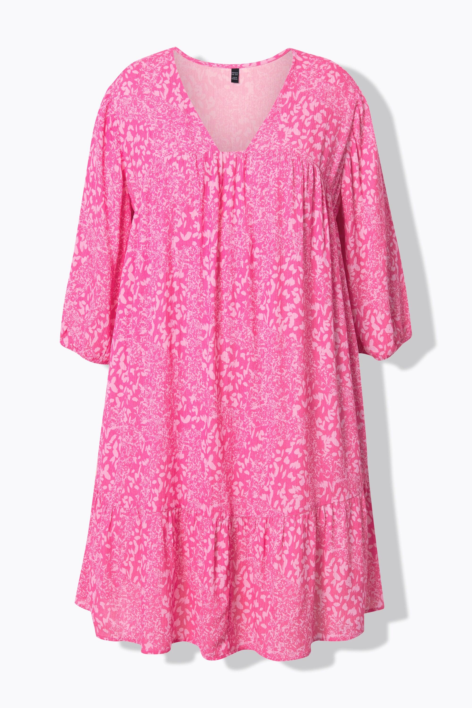 Ulla Popken Kleid Volantsaum A-Linie V-Ausschnitt 3/4-Arm
