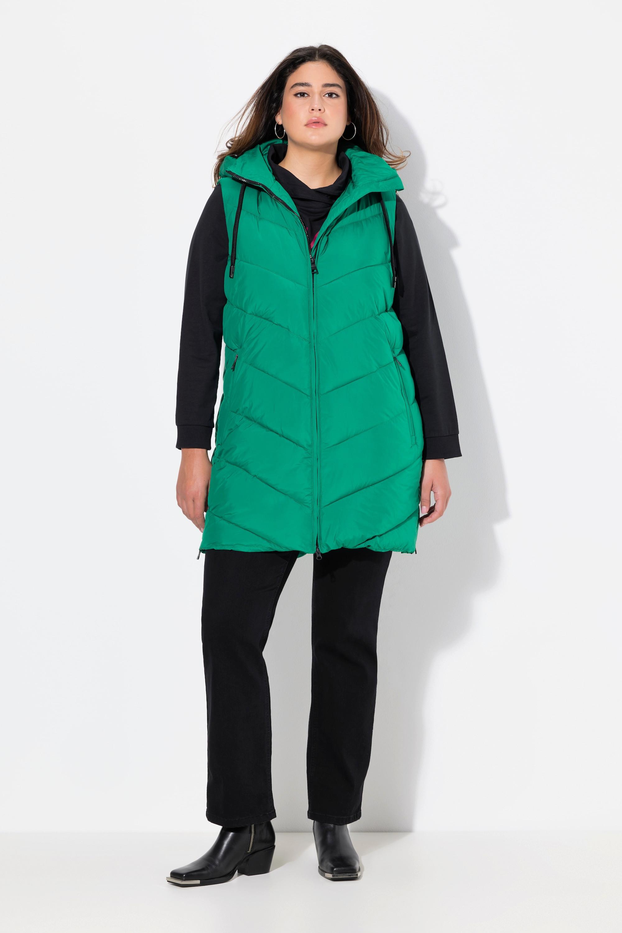 Ulla Popken HYPRAR Long-Steppweste, wasserabweisend, 2-Wege-Zipper