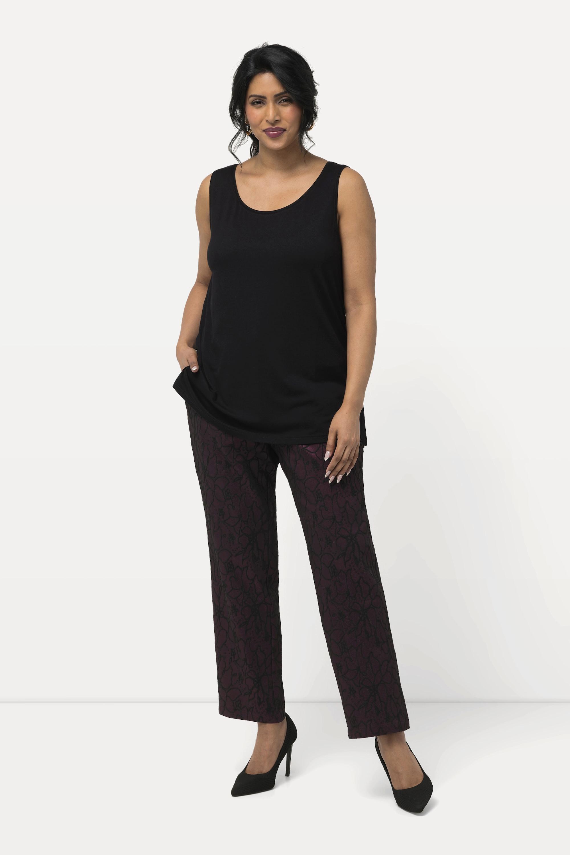 Ulla Popken Jacquard Hose Florales Design Schmales Bein