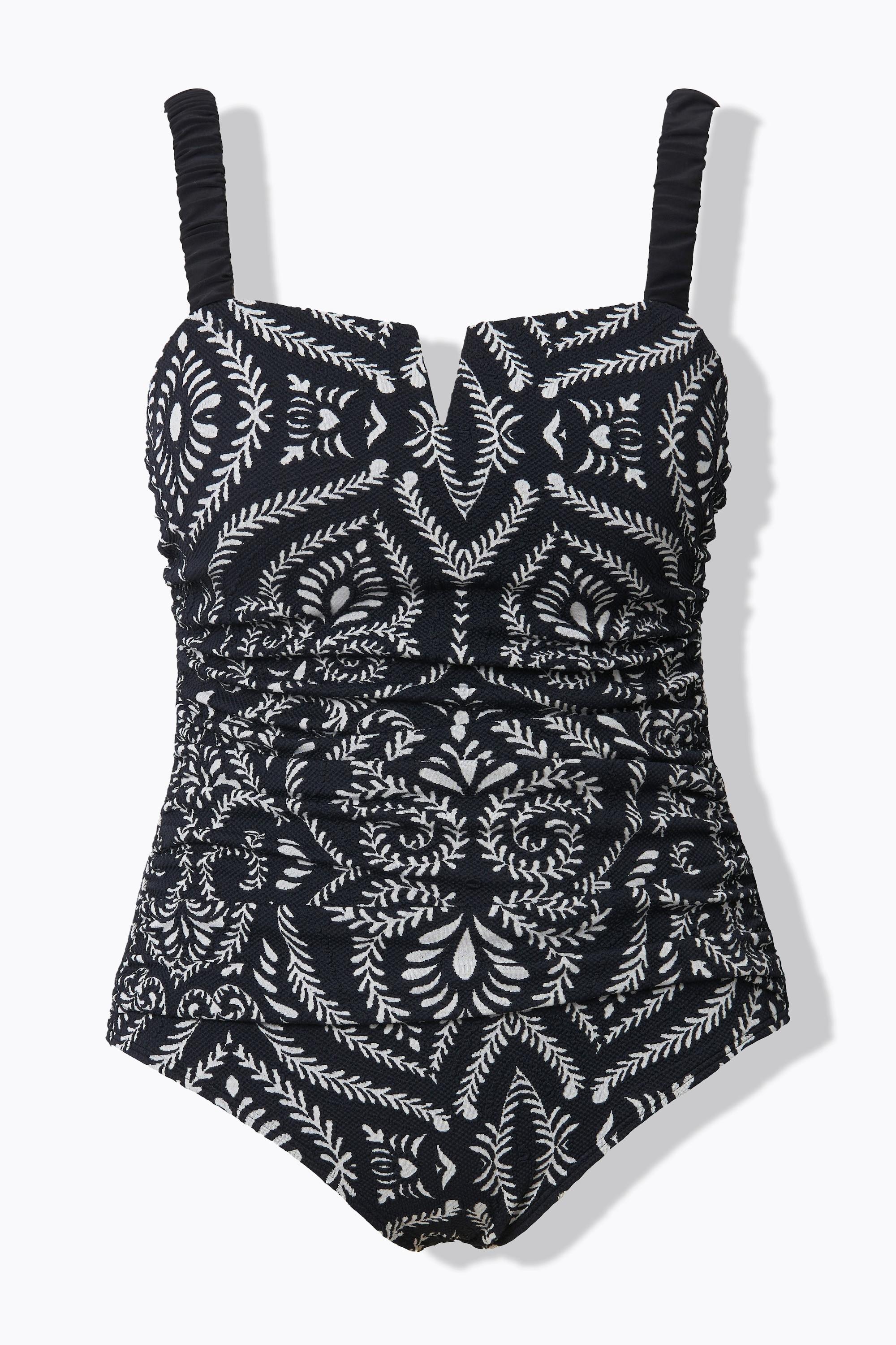 Ulla Popken Badeanzug, Paisley, Raffung, Softcups