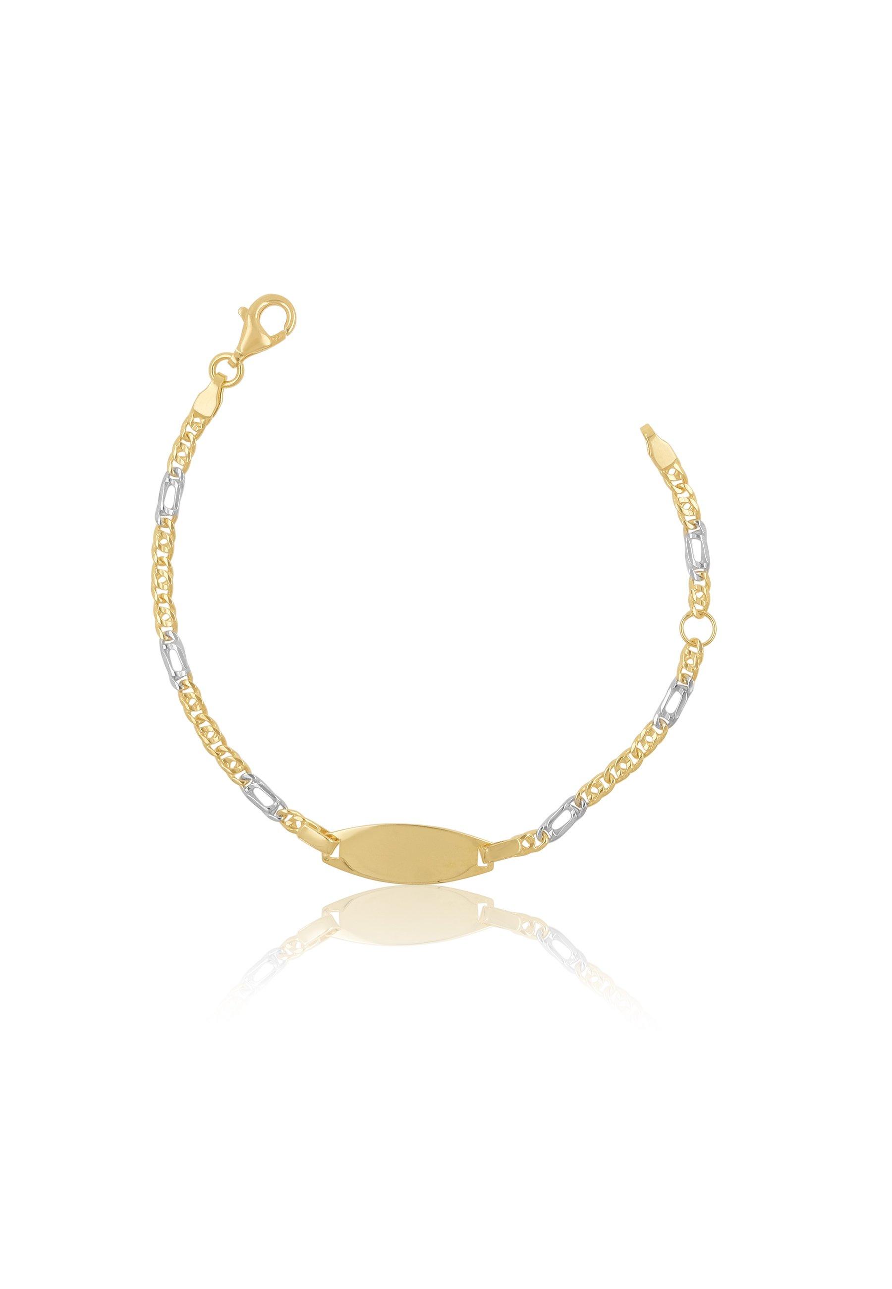 MUAU Schmuck ID-Bracelet oval Fantasie Bicolor Gelbgold-/Weissgold 750, 2.3mm, 14cm
