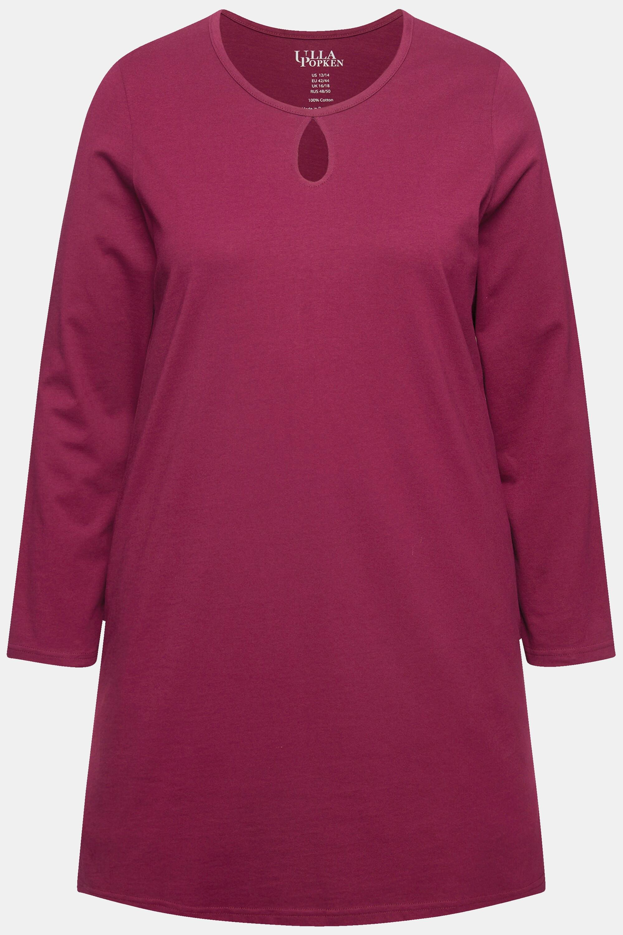 Ulla Popken A-Linie Keyhole Rundhals Langarm Longshirt