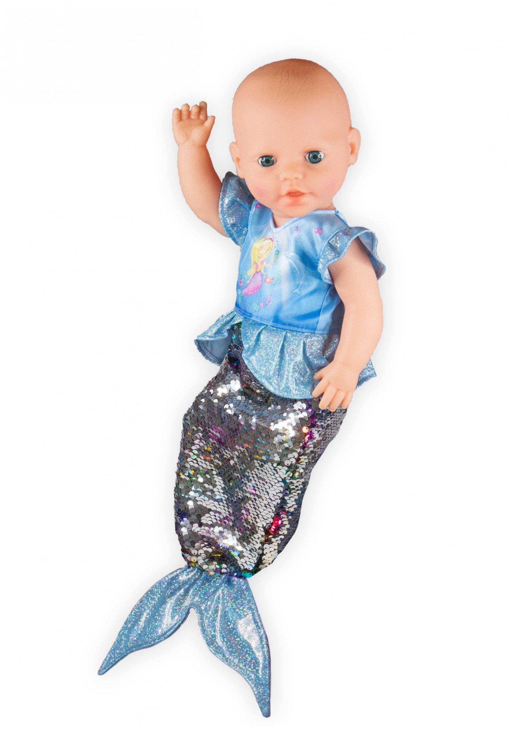 Heless Kleid Meerjungfrau Ava mit Wendepailletten für Puppe, Zufallsauswahl