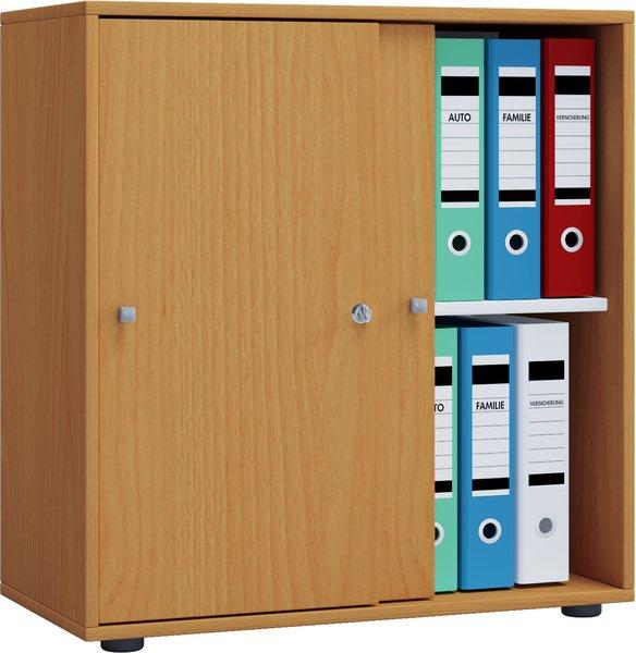VCM Büroschrank mit 2 Fächern | moderner Aktenschrank mit Schiebetüren | Maße ca. B. 70 x H. 73 x T. 37 cm – Lona 2-Fach