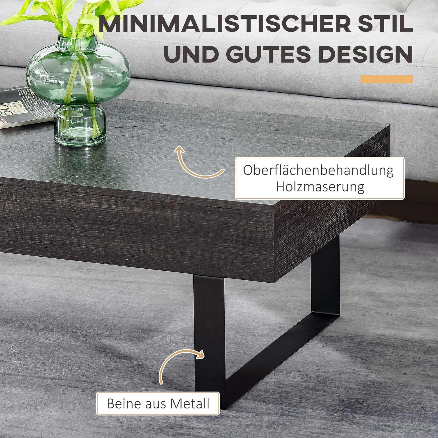 Northio Couchtisch Beistelltisch Mit Schublade & Regalen, Stabiles Stahlgestell, Einfacher Aufbau, Sofatisch