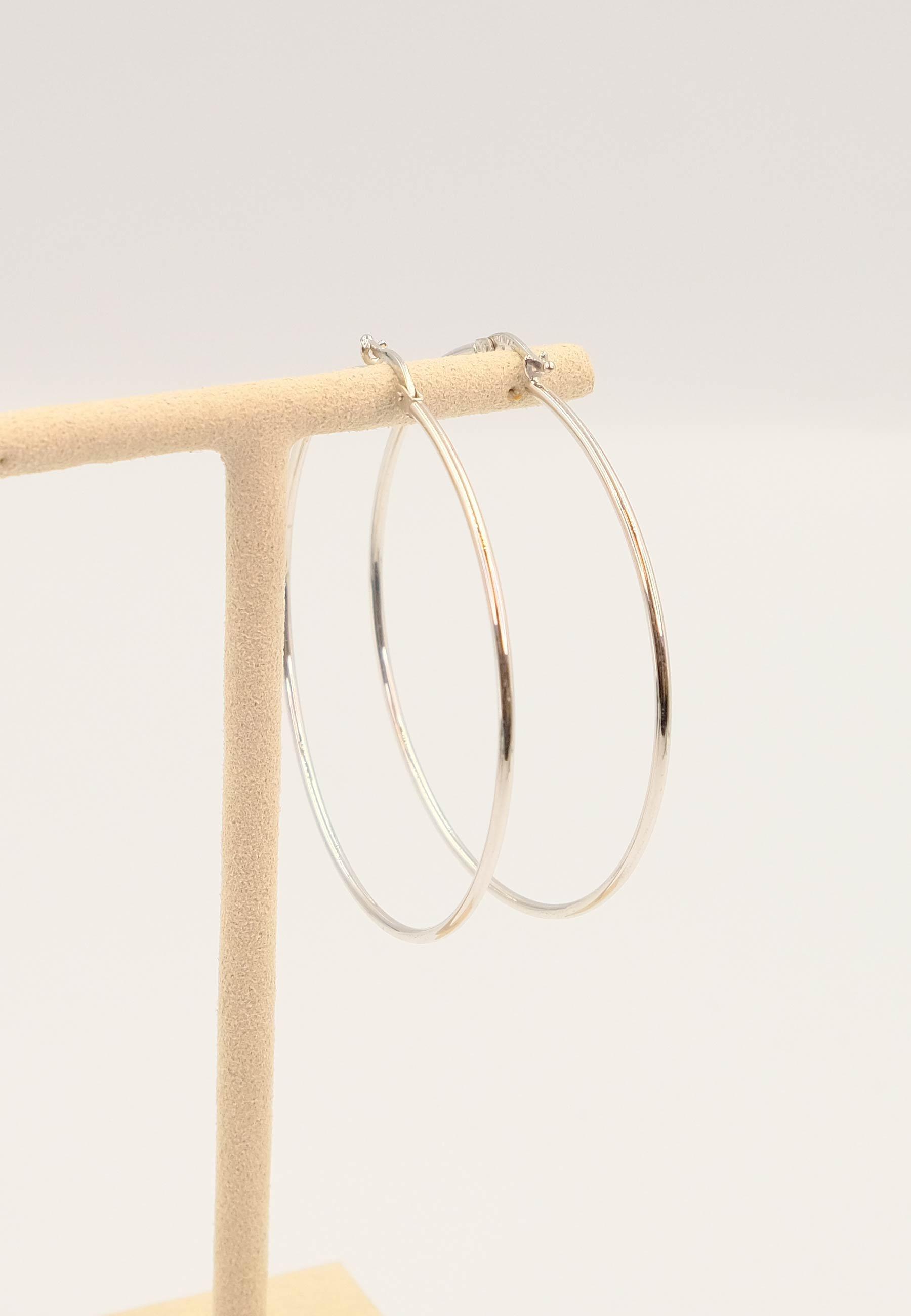 MUAU Schmuck Creolen Weissgold 750 Runddraht 50mm