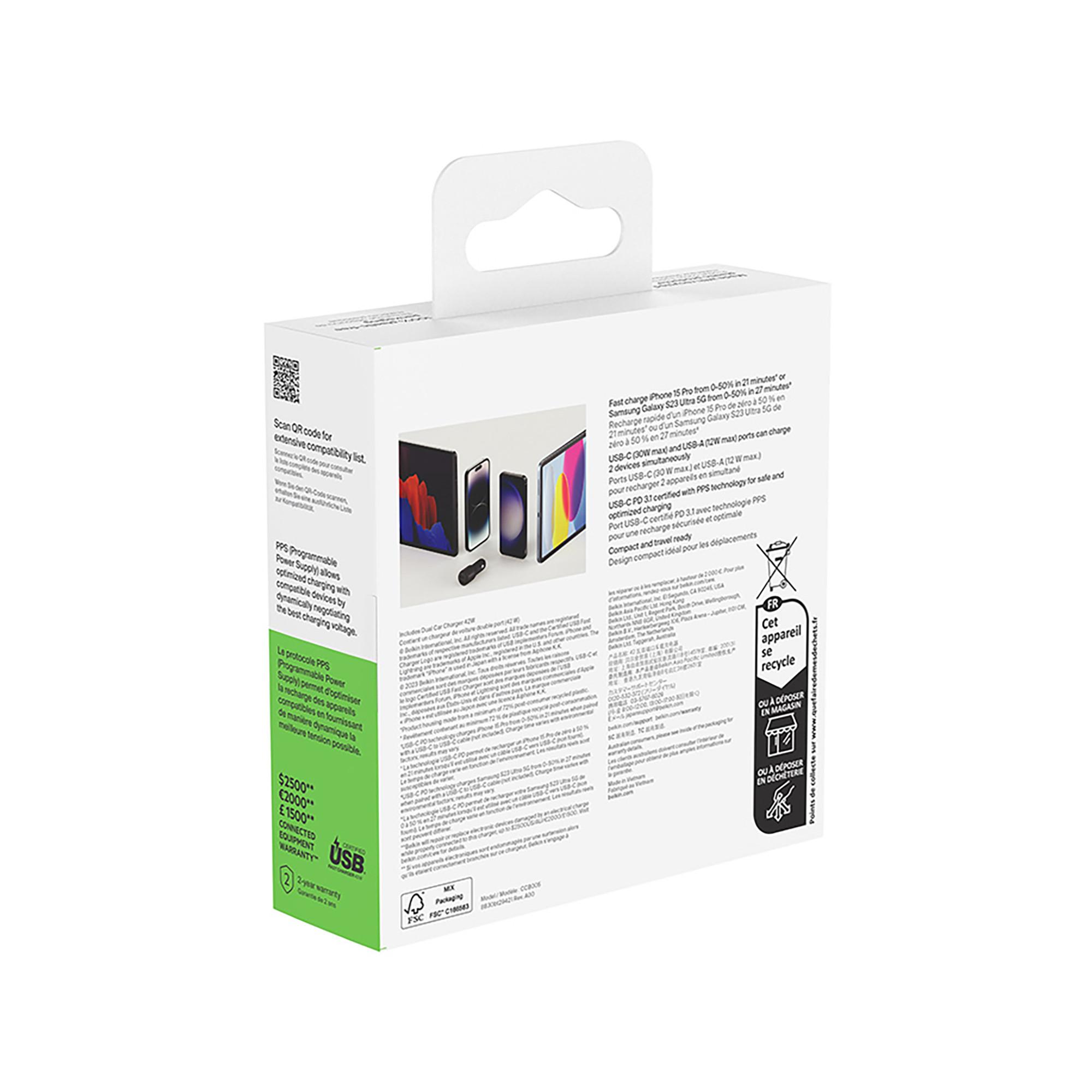 belkin 12V USB-C USB-A Kfz-Ladegerät Stromadapter USB-C