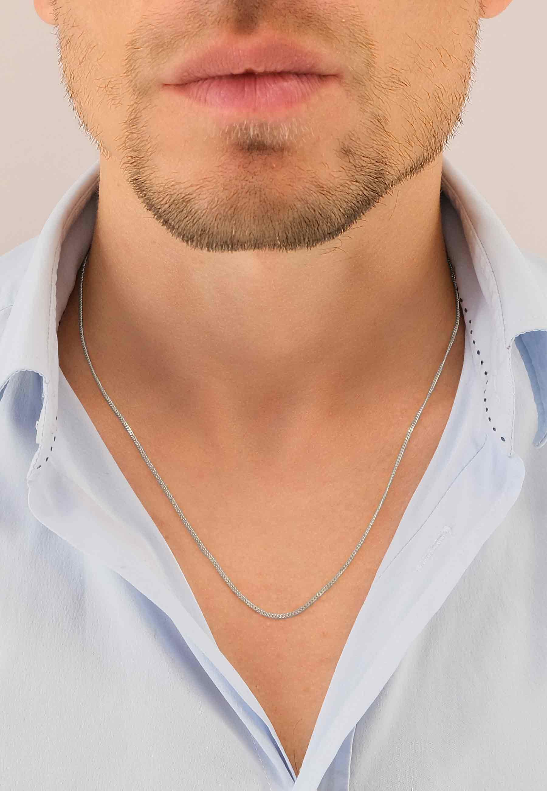 MUAU Schmuck Collier Panzer Weissgold 375, 1.4mm, 45cm