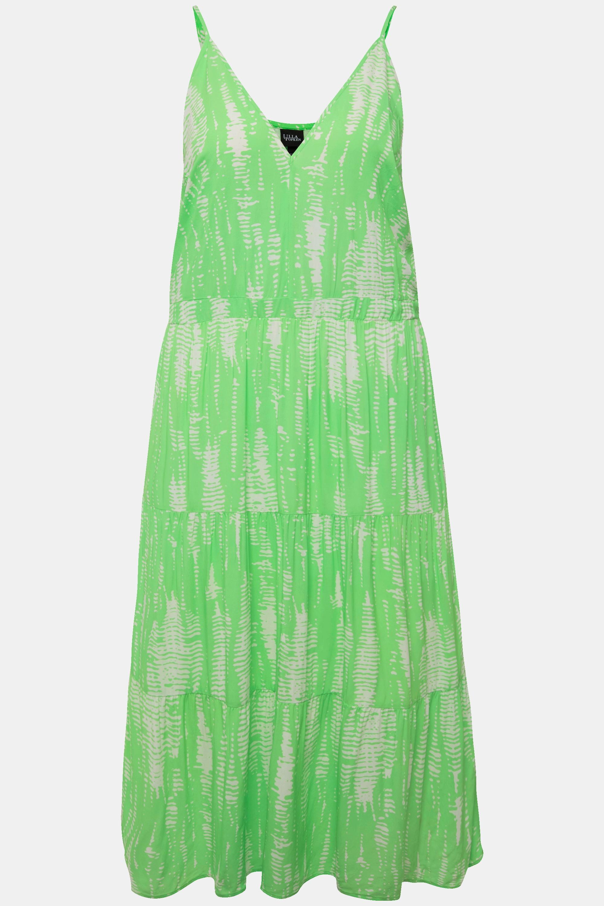 Ulla Popken Midikleid V-Ausschnitt Triangel-Schalen Ärmellos