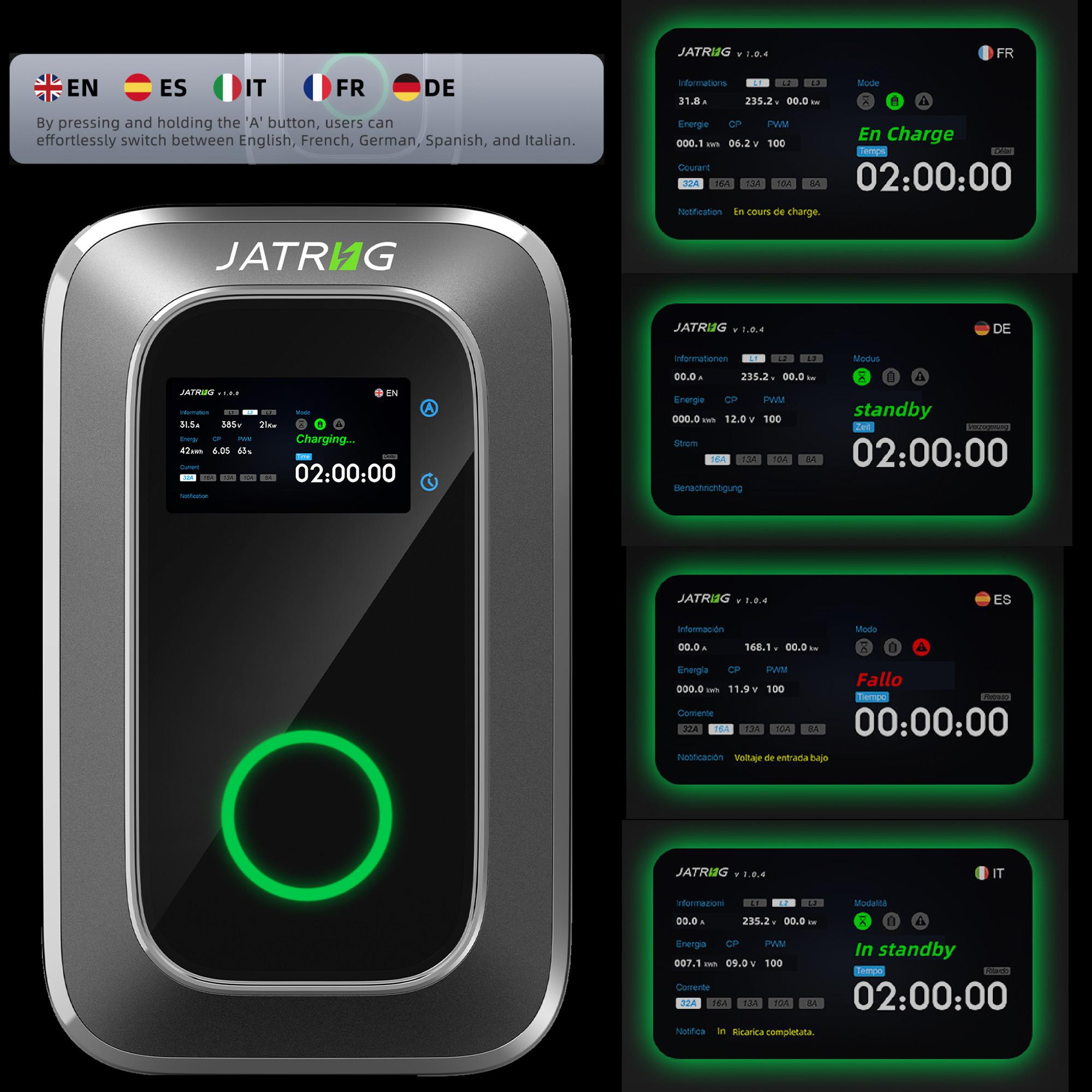 JATRHG JATRHG S1 Ladestation für Elektrofahrzeuge 11 kW 8M 16A Dreiphasig - Ladestation Typ 2 IEC 62196-2 - Schnellladegerät EV Wallbox